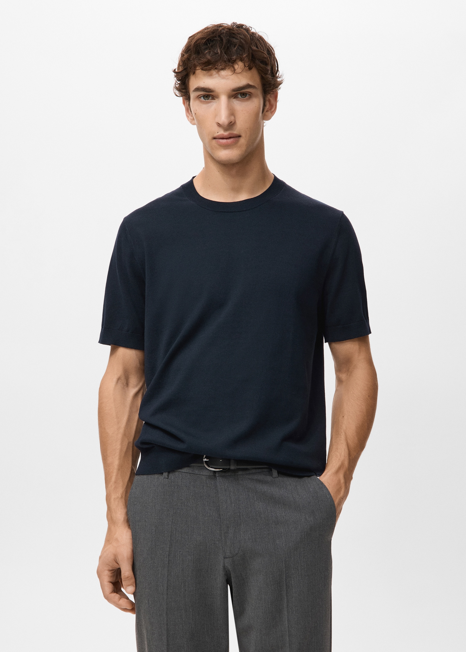 Cotton fine-knit t-shirt - Medium plane