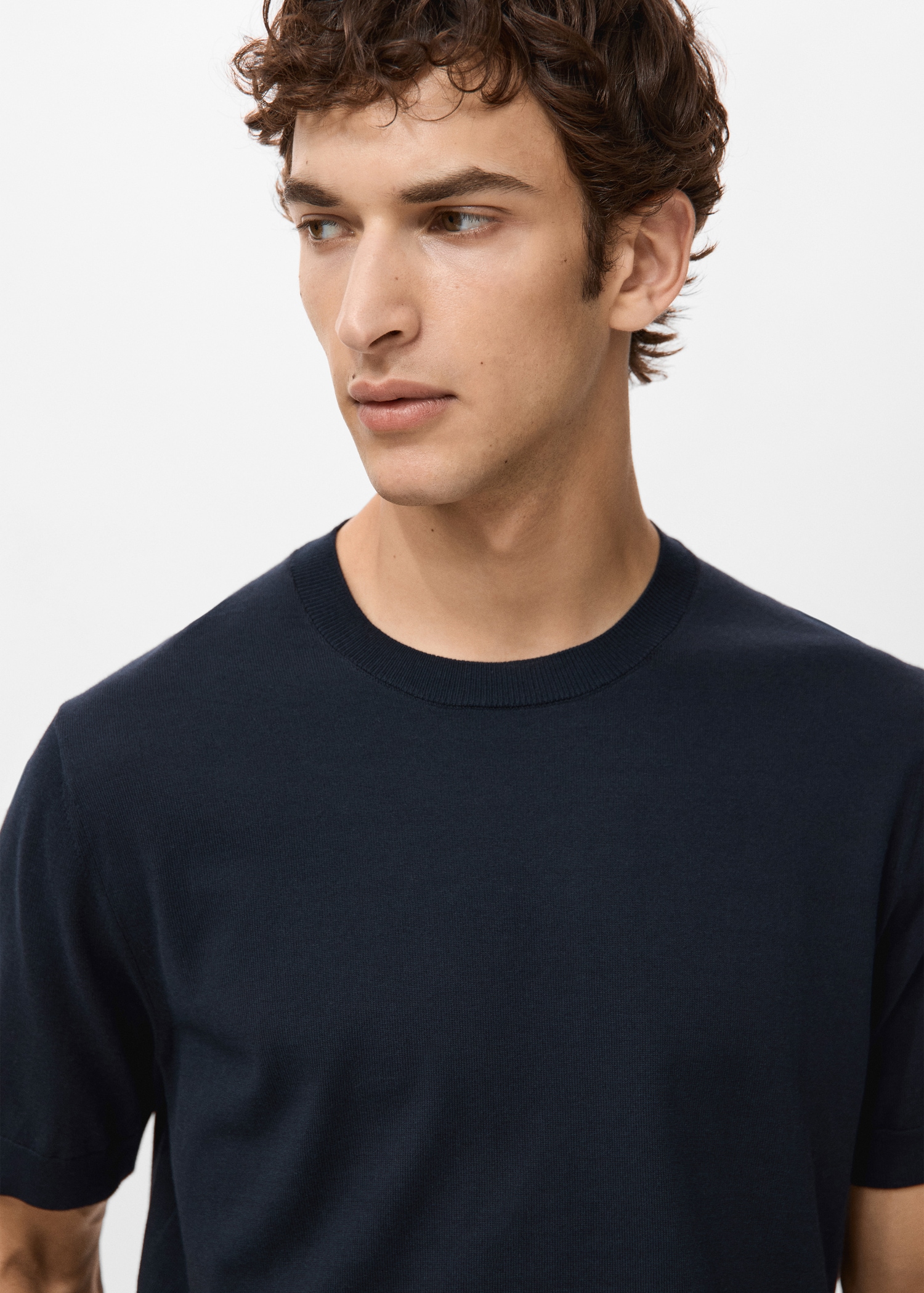 Cotton fine-knit t-shirt - Details of the article 1