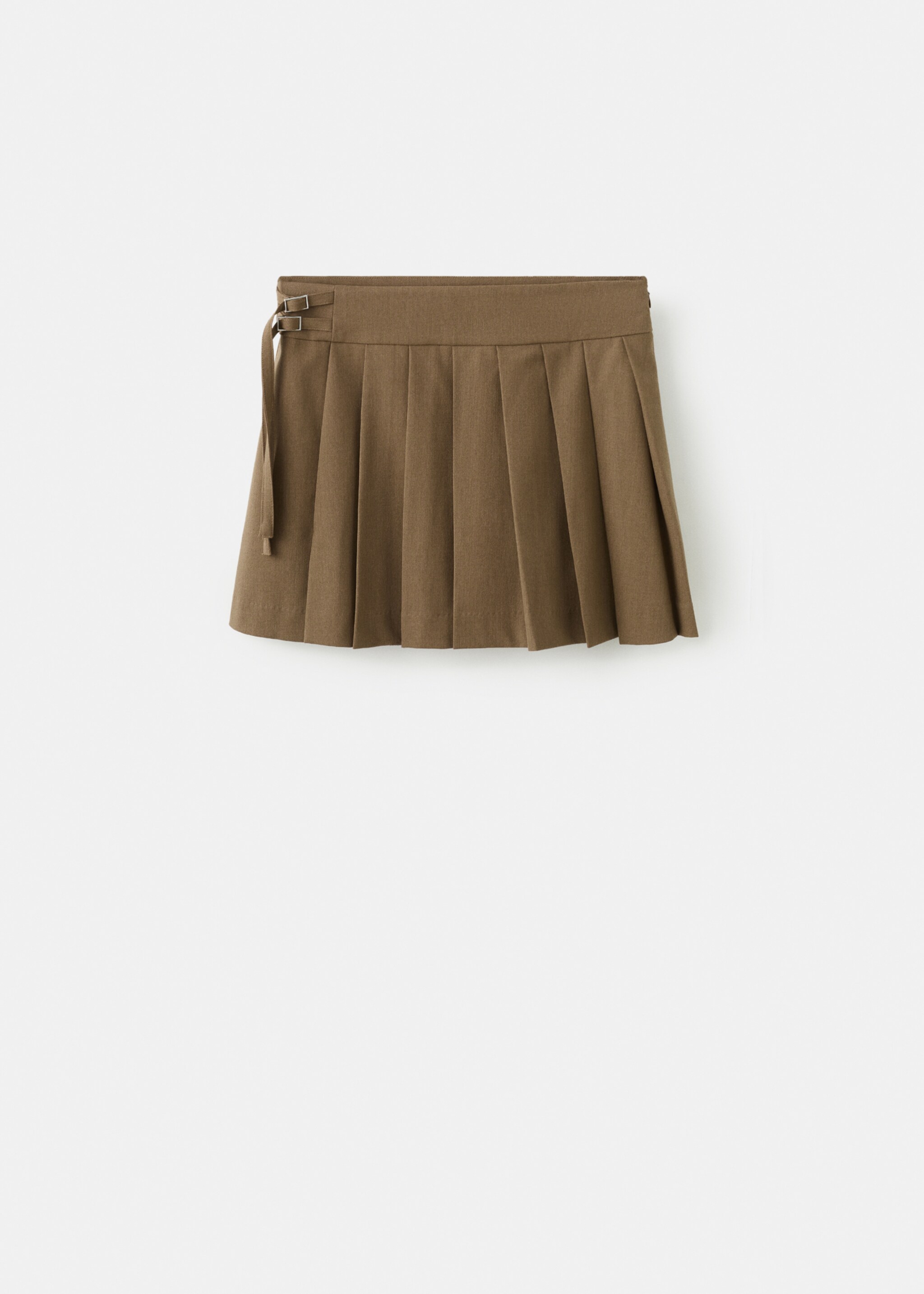 Short pleated skirt with buckles - Article without model, Brown. Ref: 27061282-00.