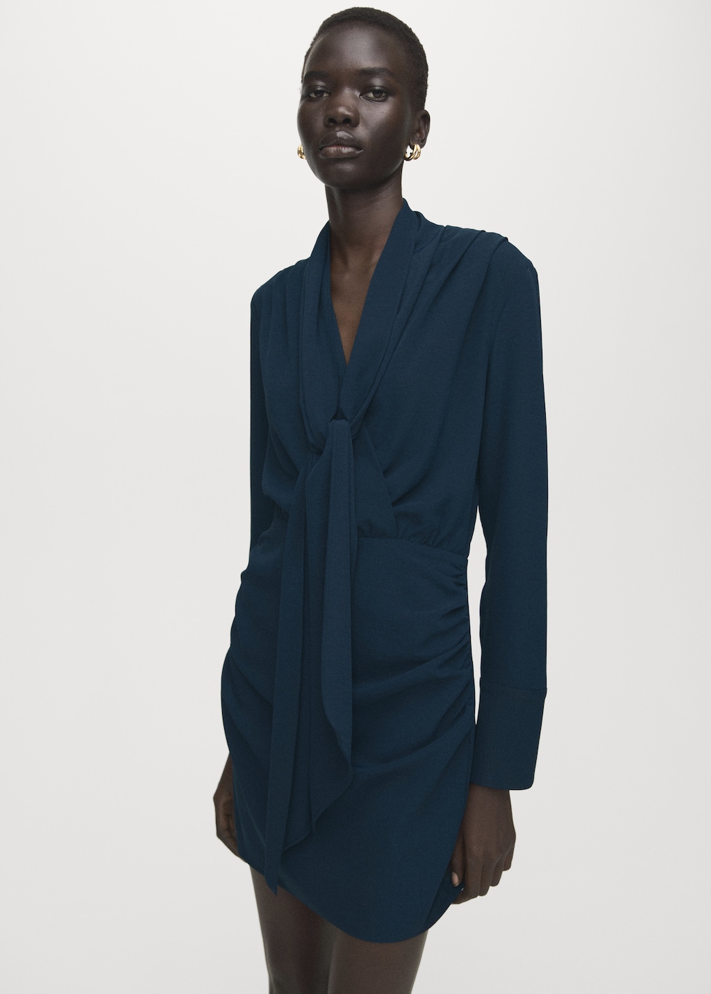 Draped dress with foulard