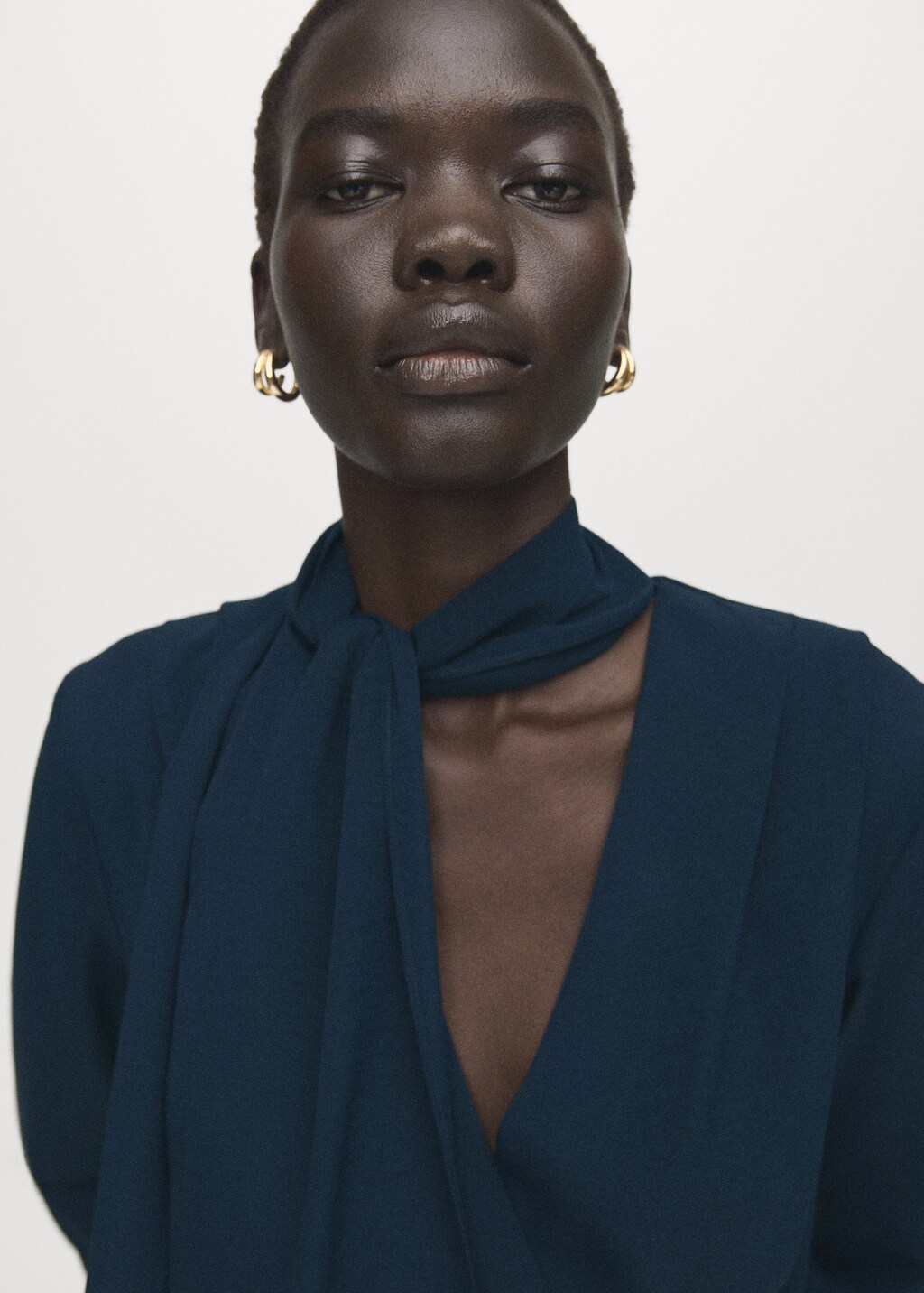 Draped dress with foulard - image 4