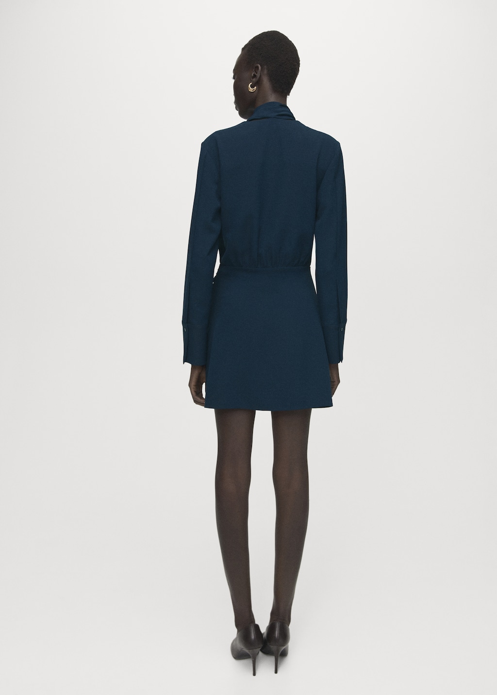 Draped dress with foulard - image 3