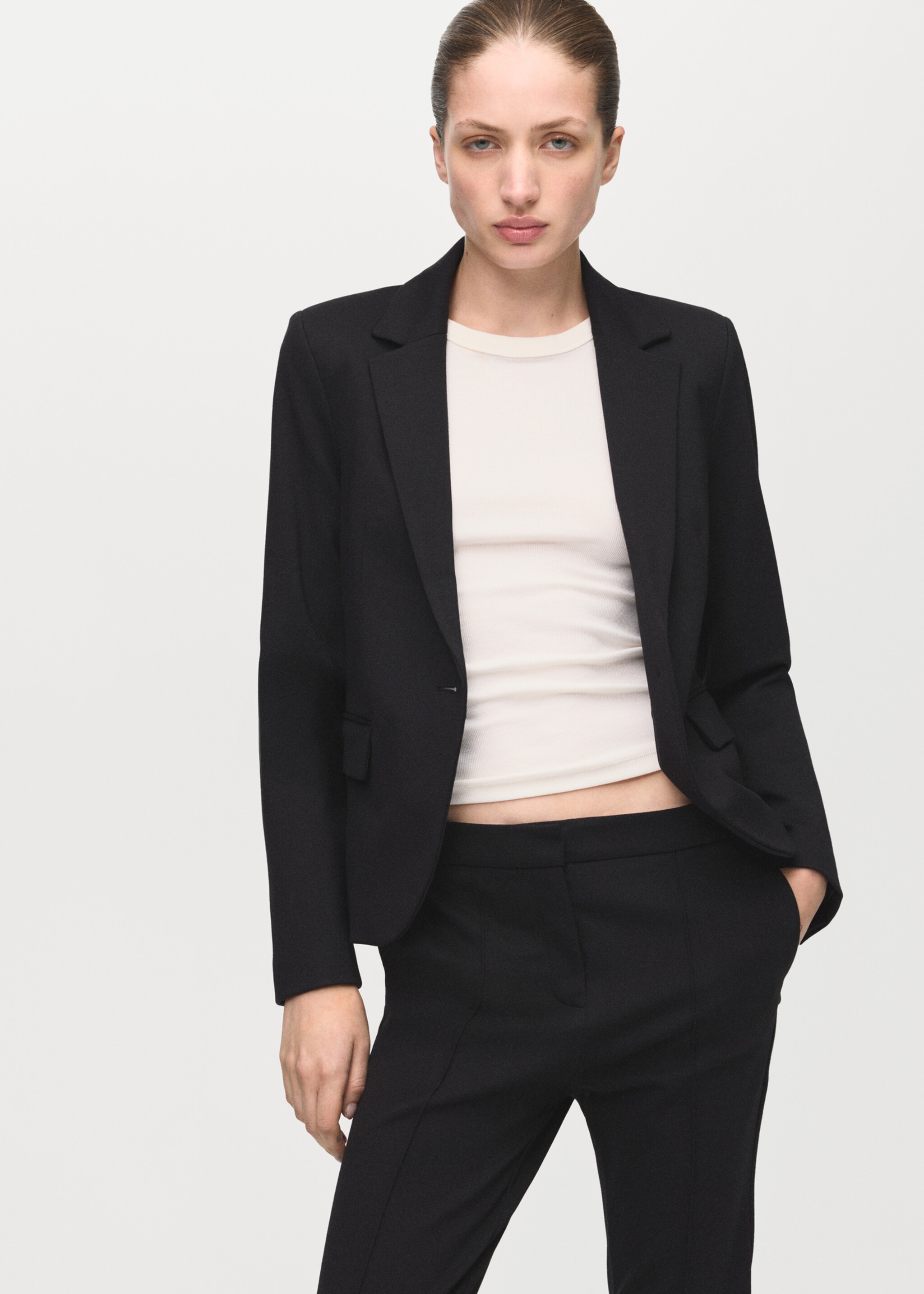 Mid-rise suit trousers - Details of the article 1, Black. Ref: 27061286-00.