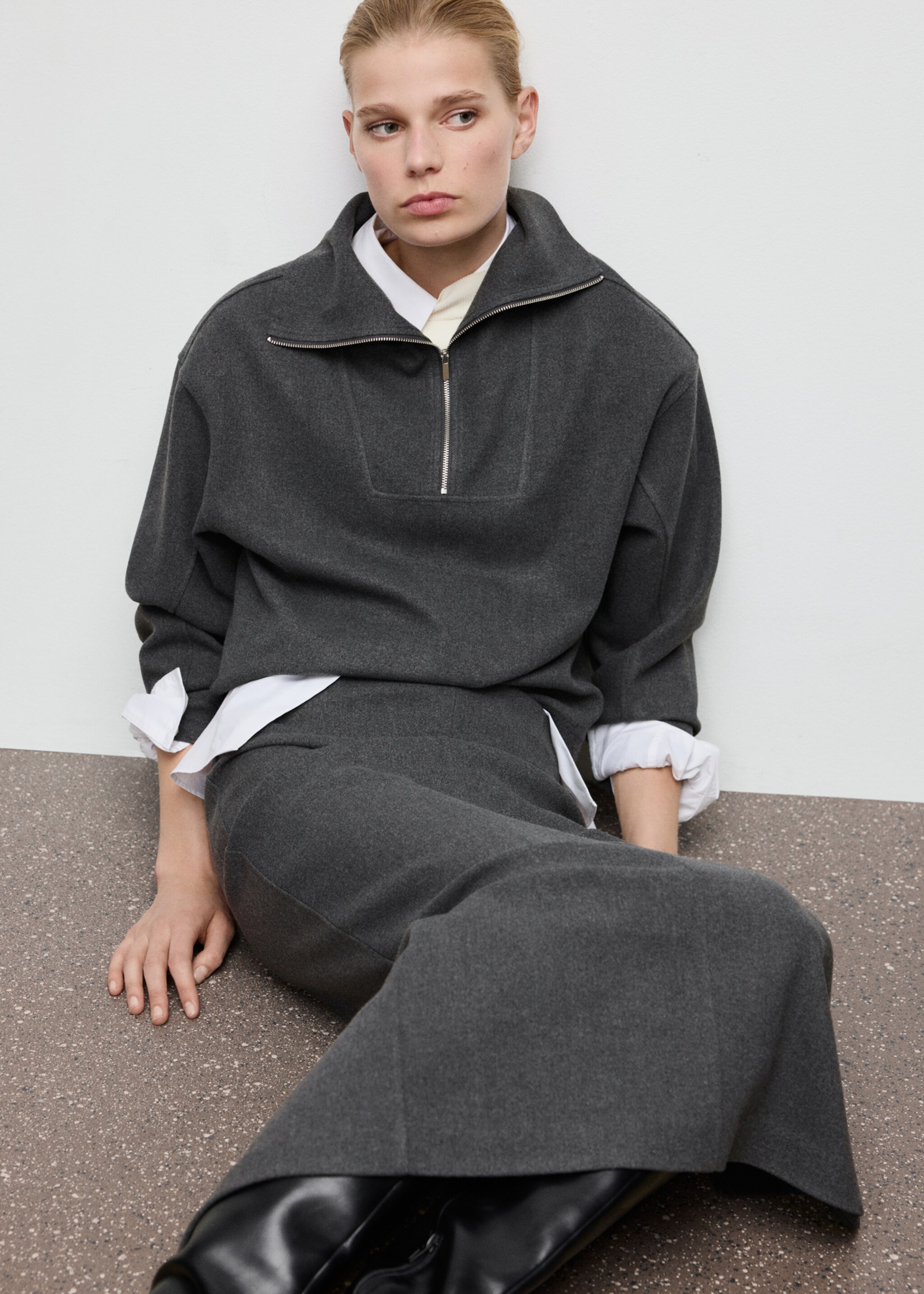 تنورة على شكل قلم بفتحة - تفاصيل المنتج 6, رمادي أرجواني غامق. Ref: 27061287-00.