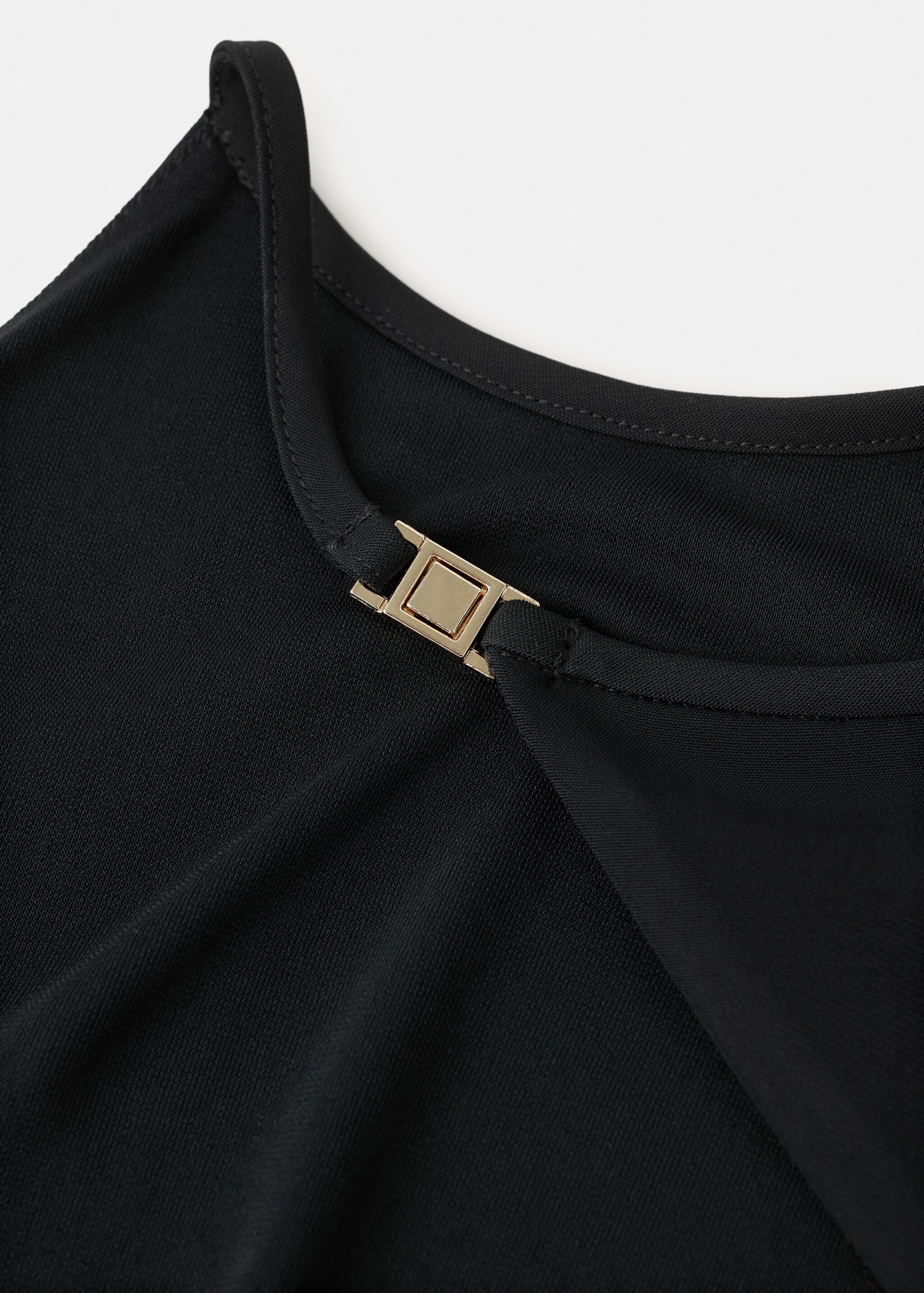 Asymmetrische jurk met open rug - Detail van het artikel 0, Zwart. Ref: 27061290-00.