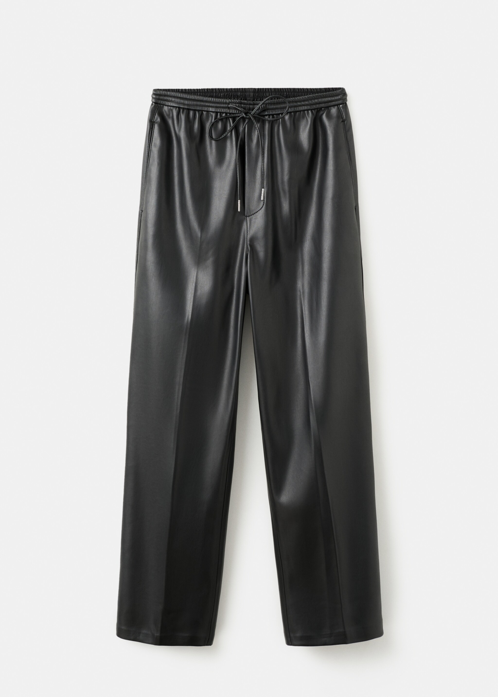 Pantalon taille élastique cuir synthétique - Article sans modèle, Noir. Ref: 27061293-00.