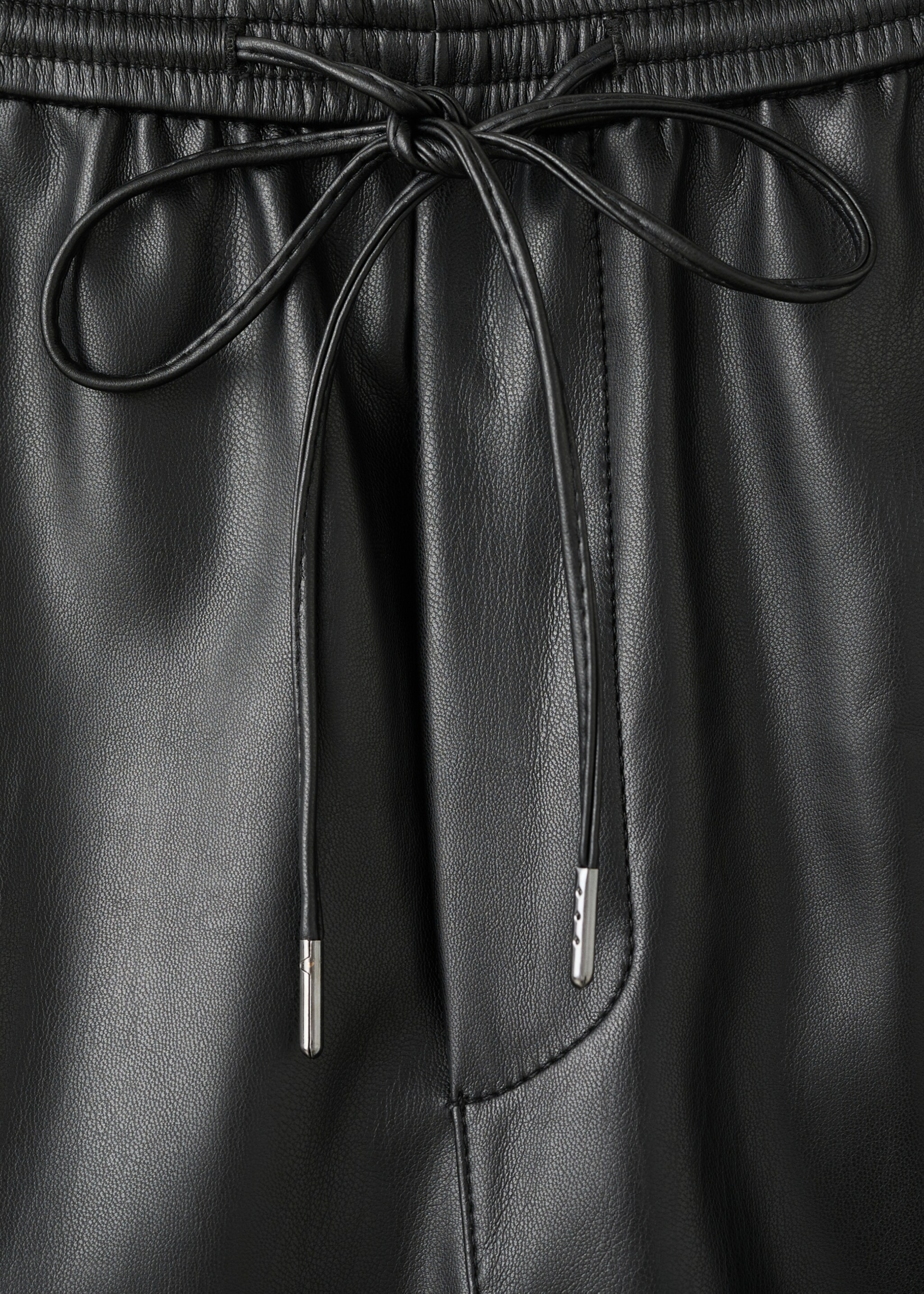 Pantalon taille élastique cuir synthétique - Détail de l'article 0, Noir. Ref: 27061293-00.