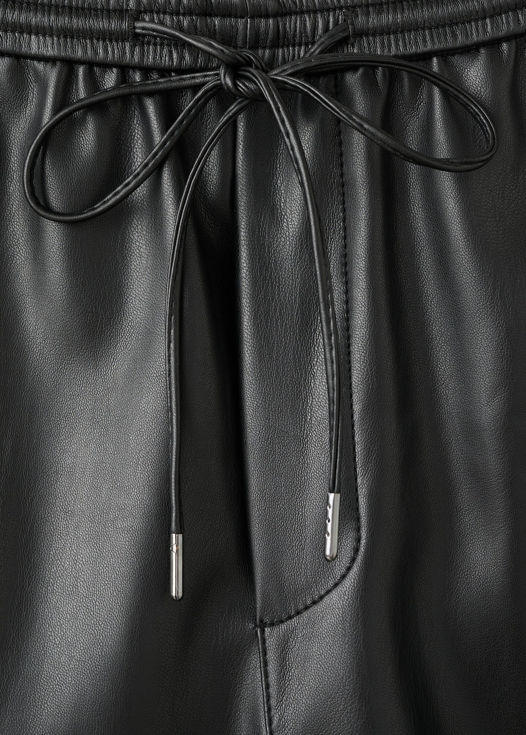 Faux-leather pants with elastic waist