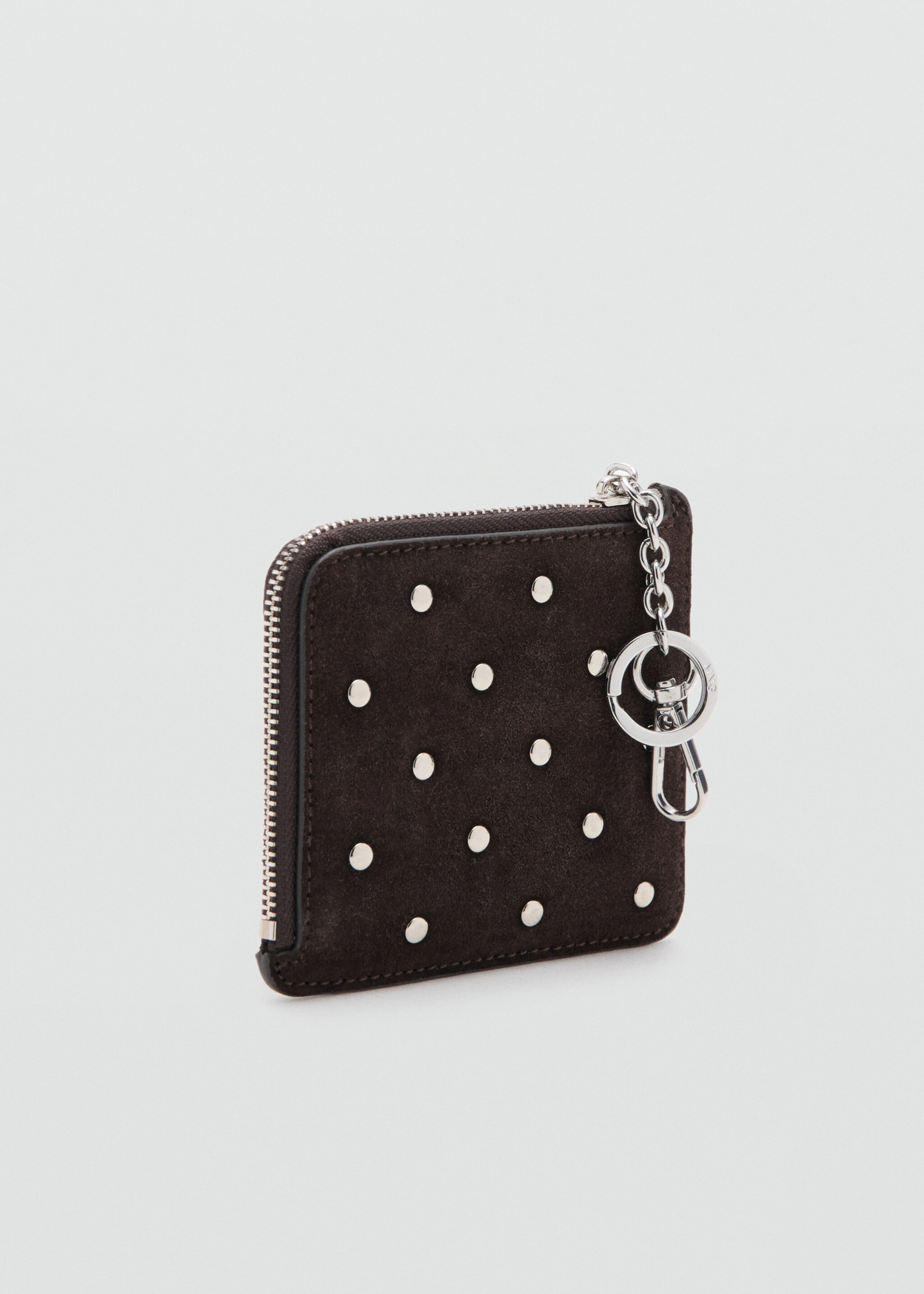 Suede studded purse - Details of the article 1, Chocolate. Ref: 27061299-00.
