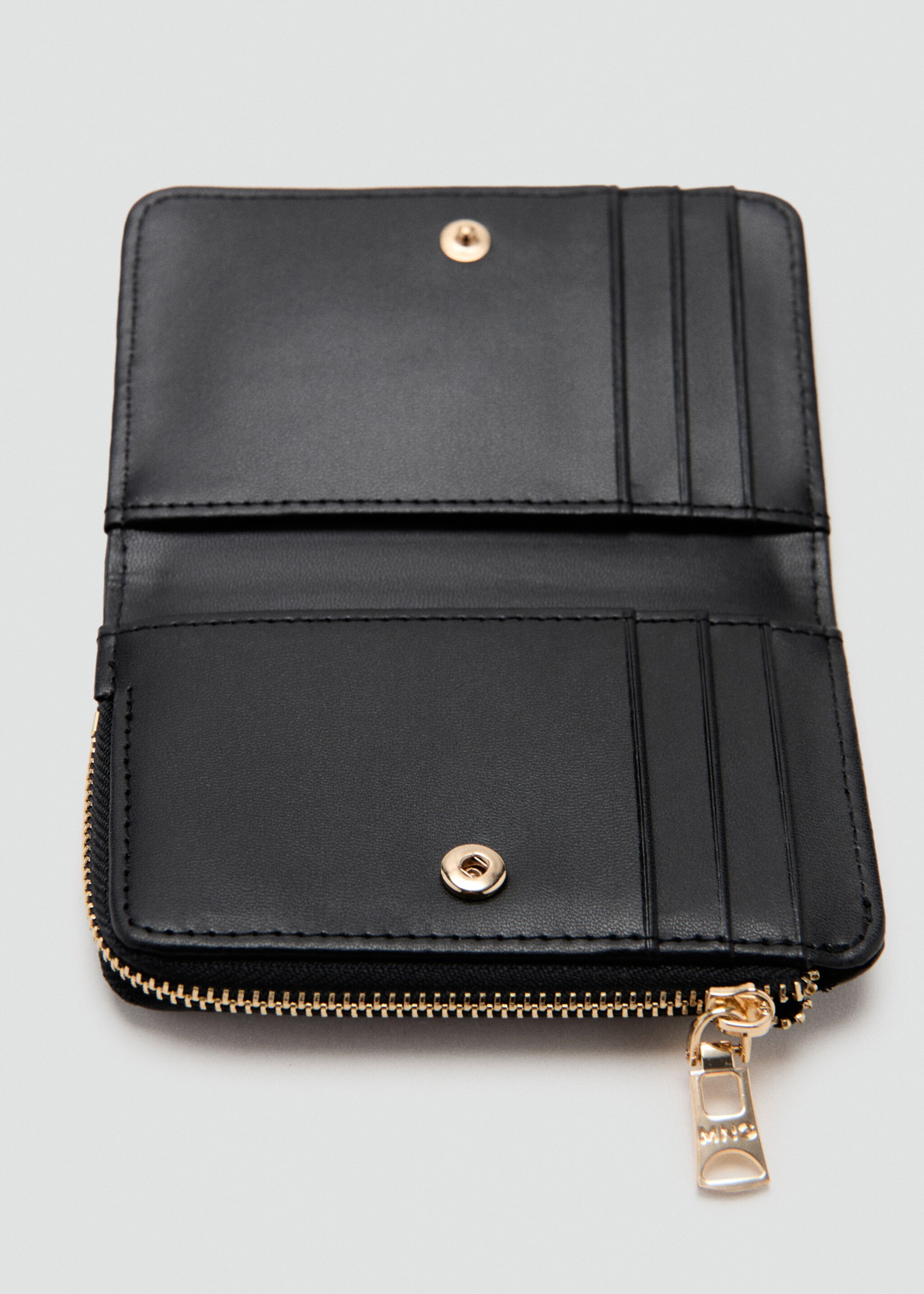 Safiano-effect wallet with flap - Details of the article 1, Black. Ref: 27061306-00.