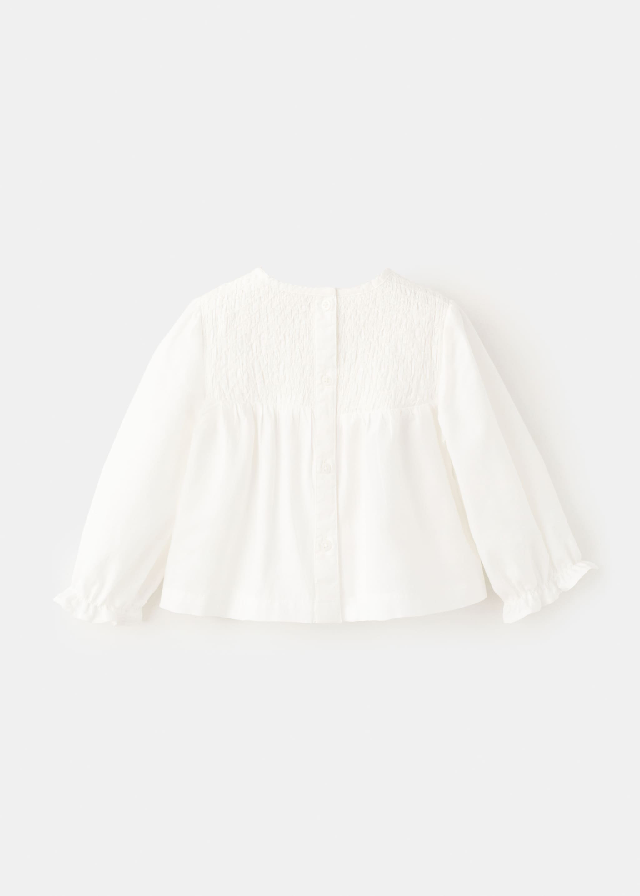 Gathered cotton blouse - Reverse of the article, Off White. Ref: 27061308-00.