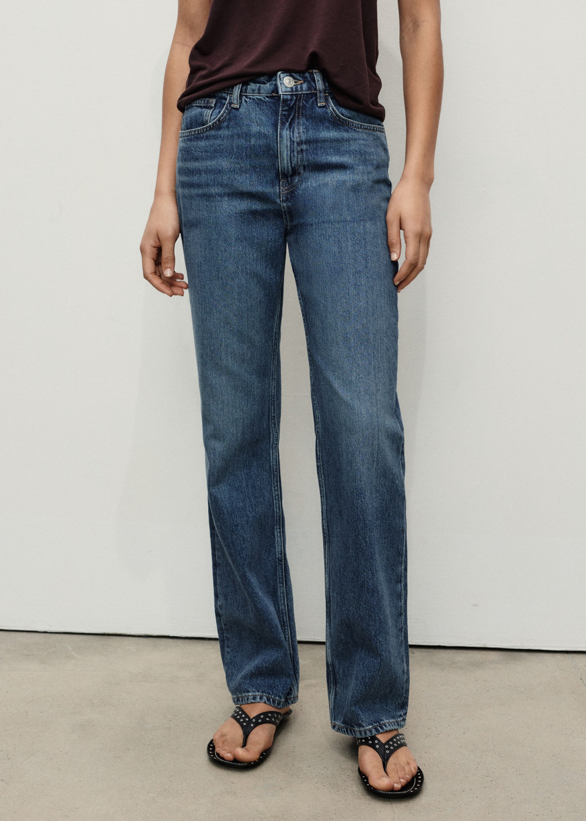 Matilda High-Waist Straight Jeans - Mittlere Ansicht, Dunkelblau. Ref: 27061309-00.