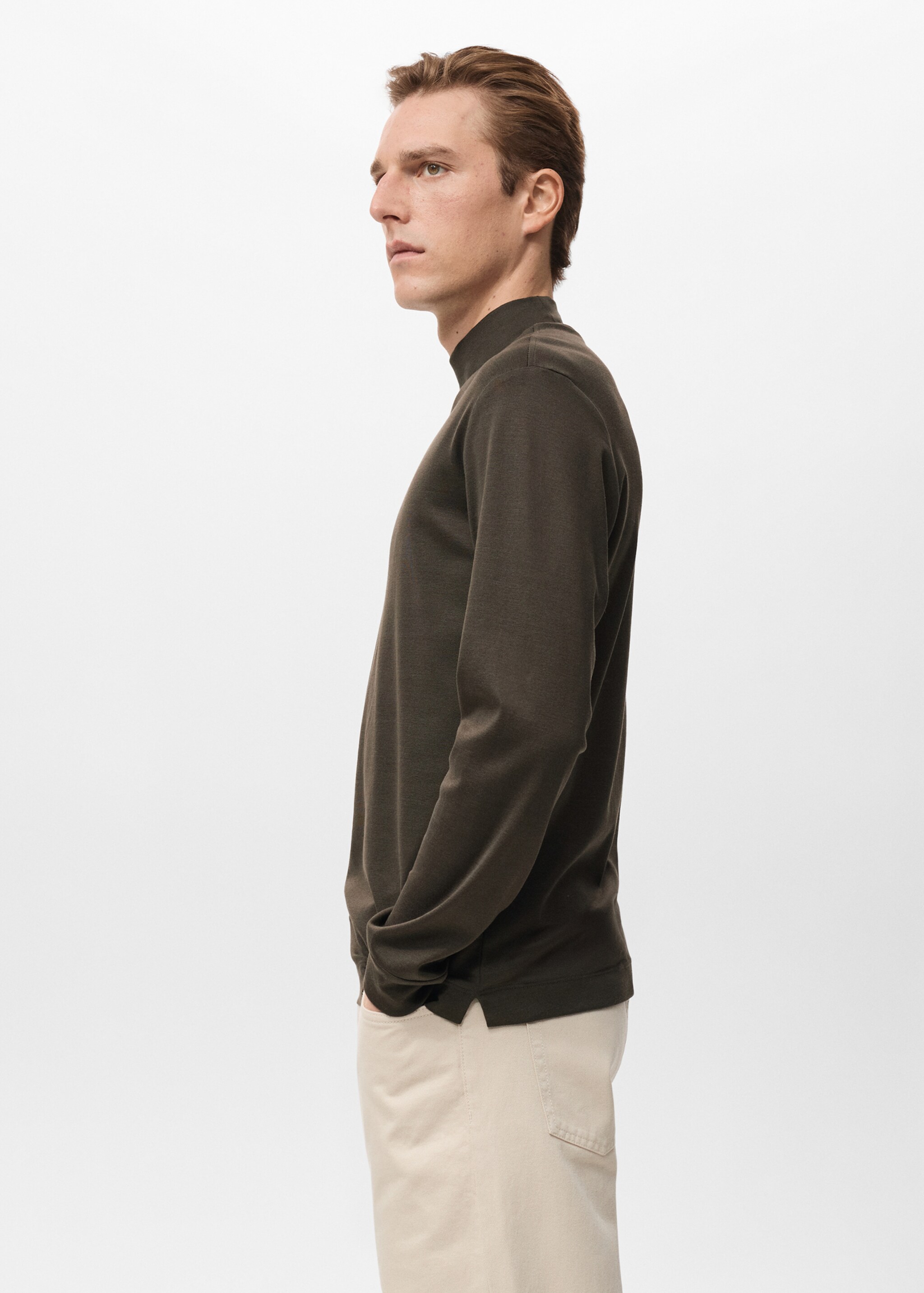 تي شيرت بأكمام طويلة برقبة بيركنز - تفاصيل المنتج 2, شوكولاتة. Ref: 27061311-00.