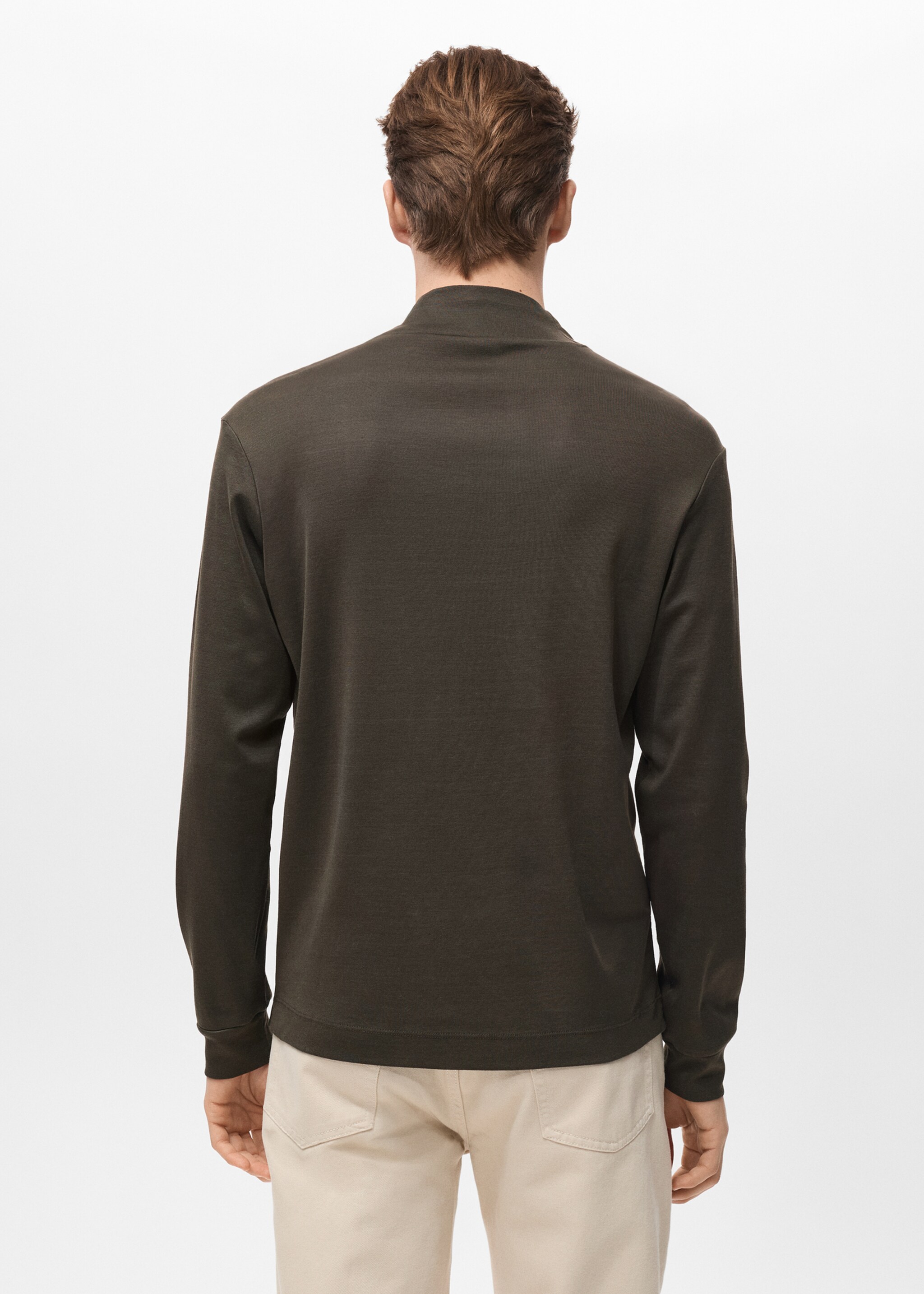 تي شيرت بأكمام طويلة برقبة بيركنز - الجهة الخلفية للمنتج, شوكولاتة. Ref: 27061311-00.