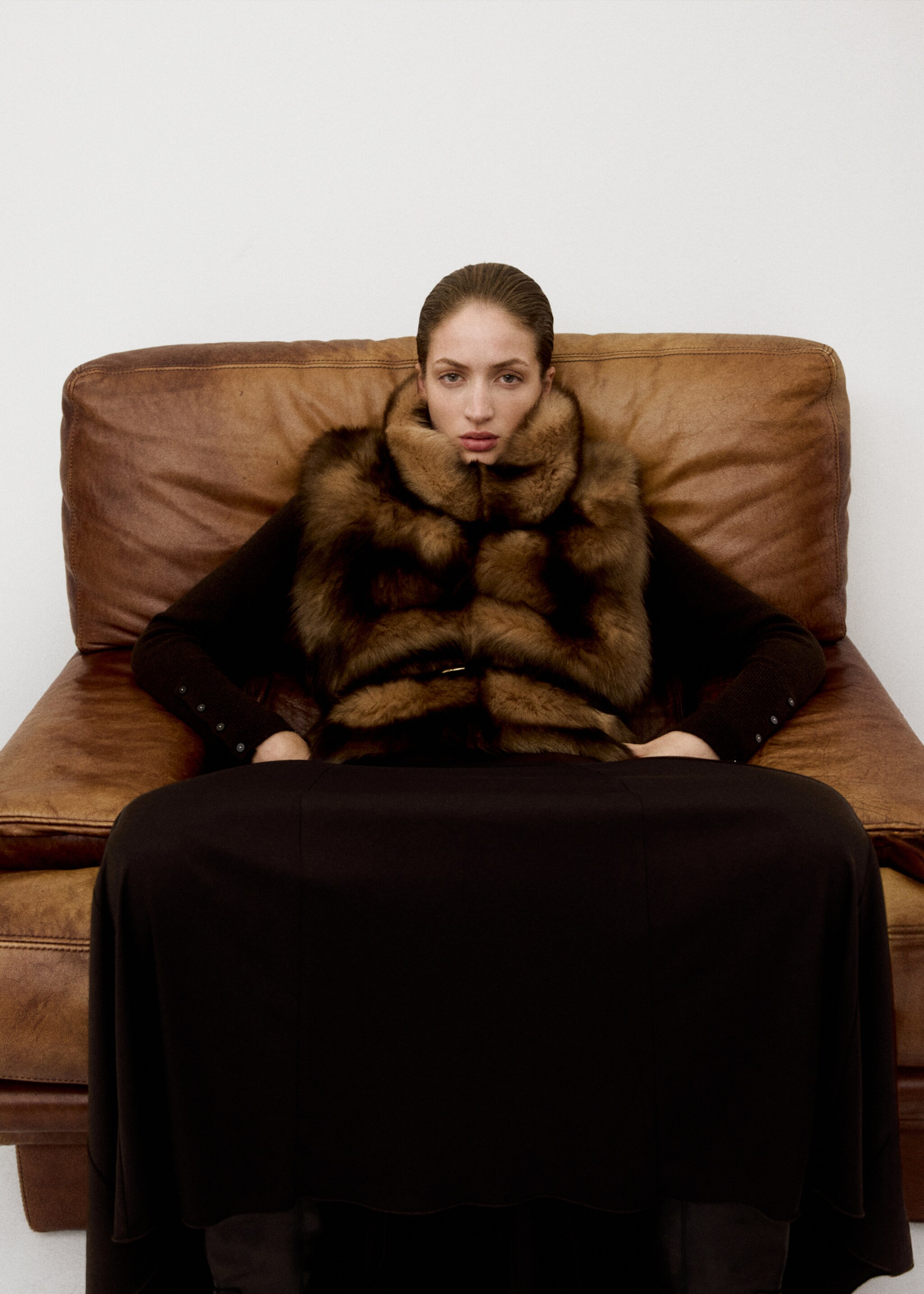 Jupe midi godets - Détail de l'article 2, Marron. Ref: 27061313-00.