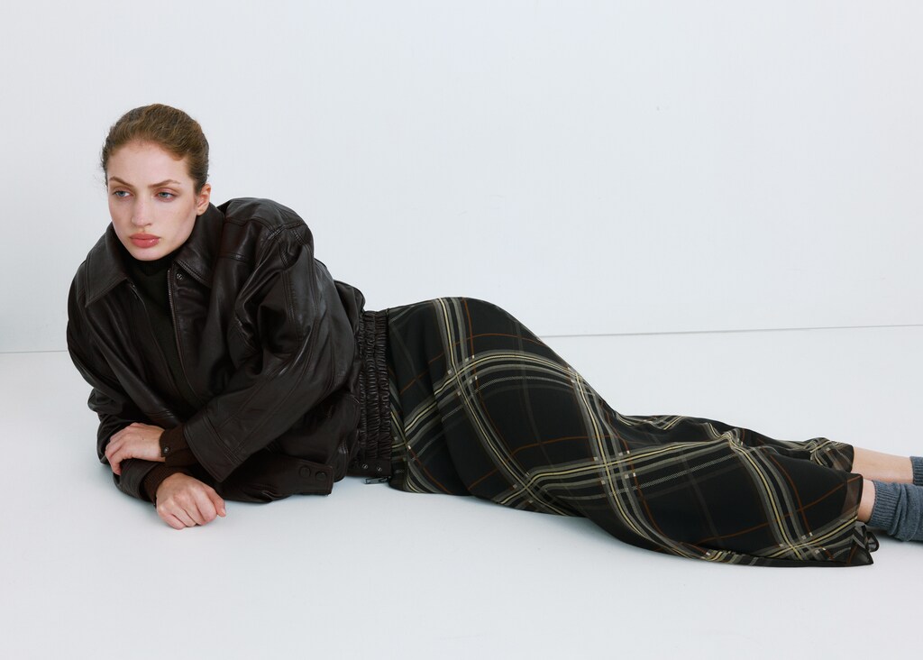 Mango Checked long skirt