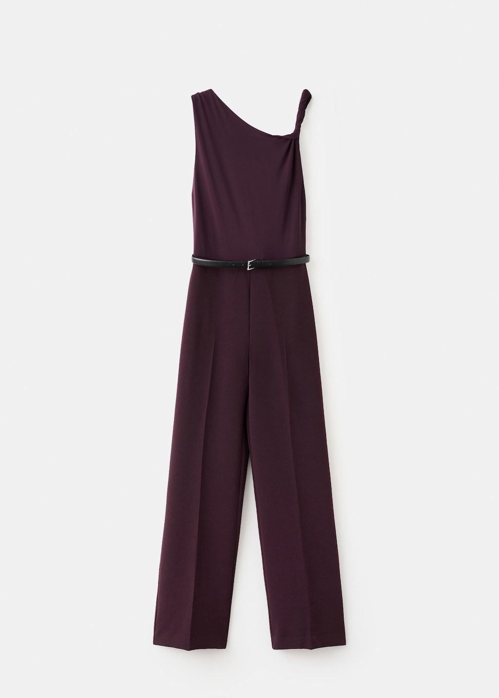 Jumpsuit with asymmetrical neckline and belt - image 5