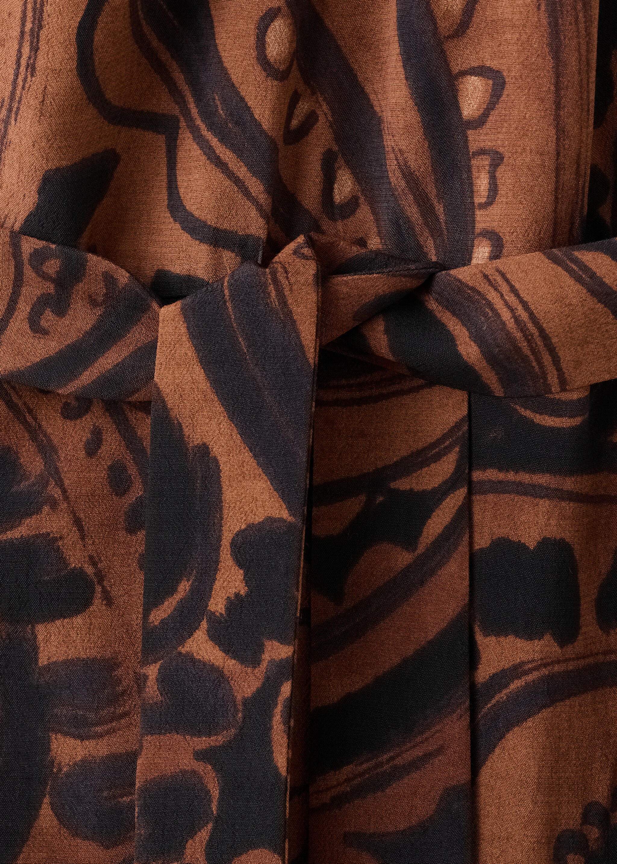 Paisley-print jumpsuit with belt - Details of the article 8, Burnt Orange. Ref: 27061319-00.