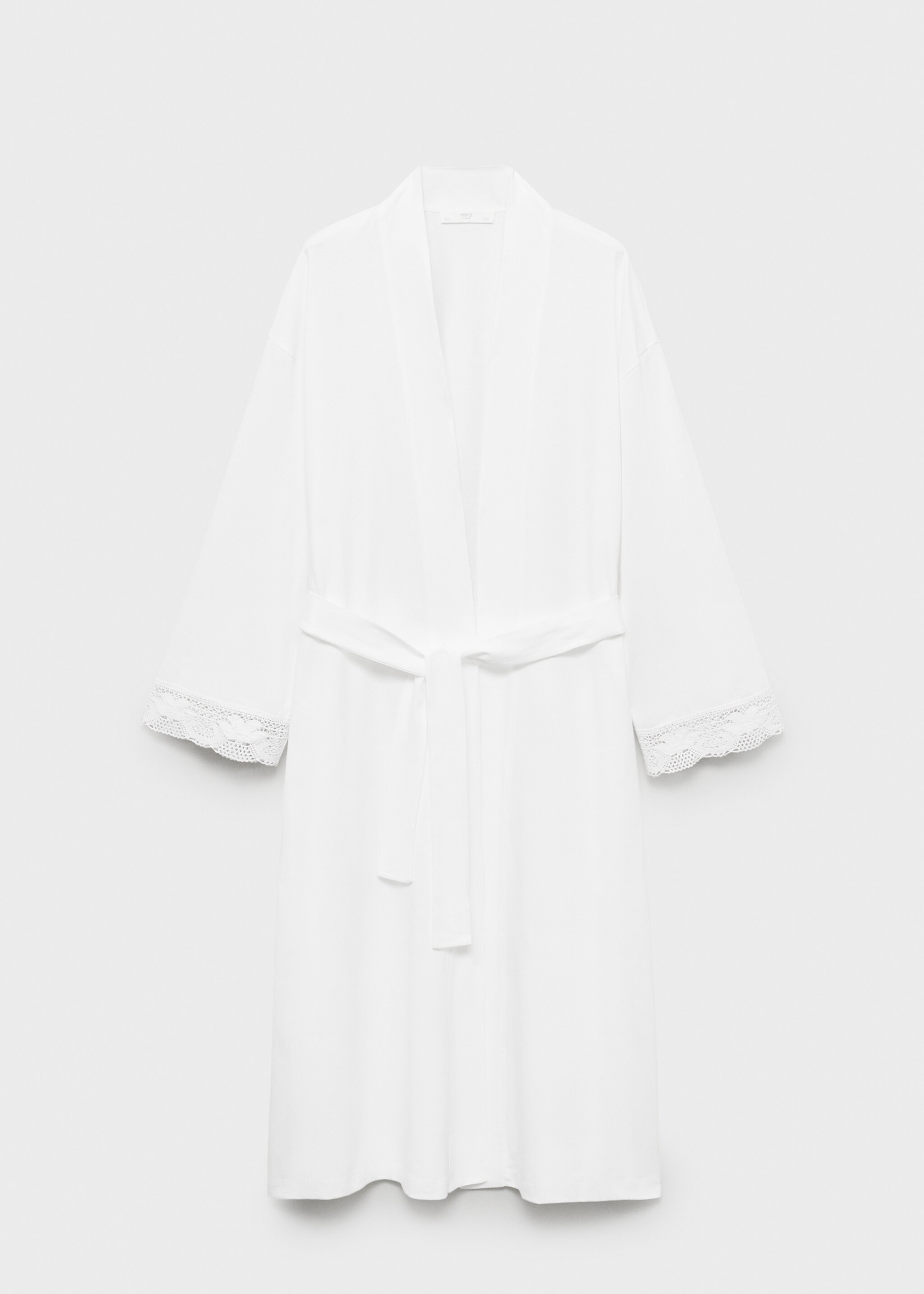 Cotton robe with lace - Article without model, White. Ref: 27061321-00.