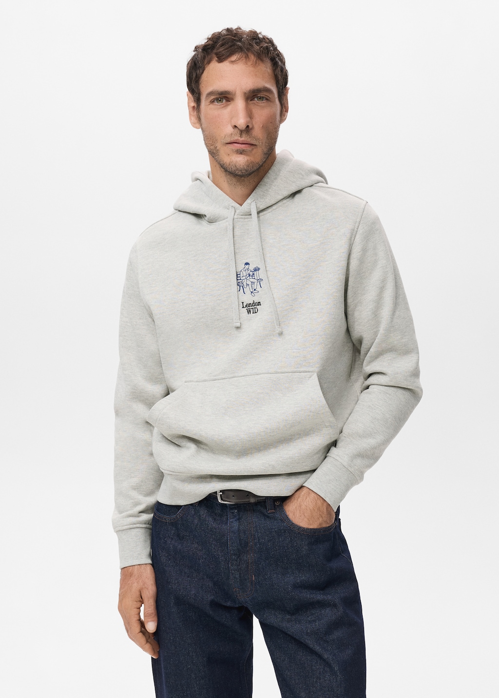 Cotton hooded sweatshirt text