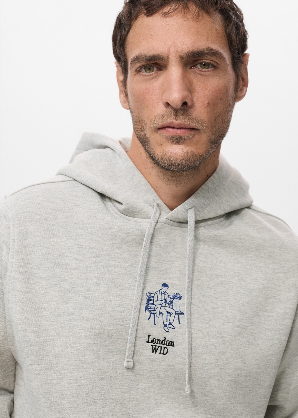 Cotton hooded sweatshirt text