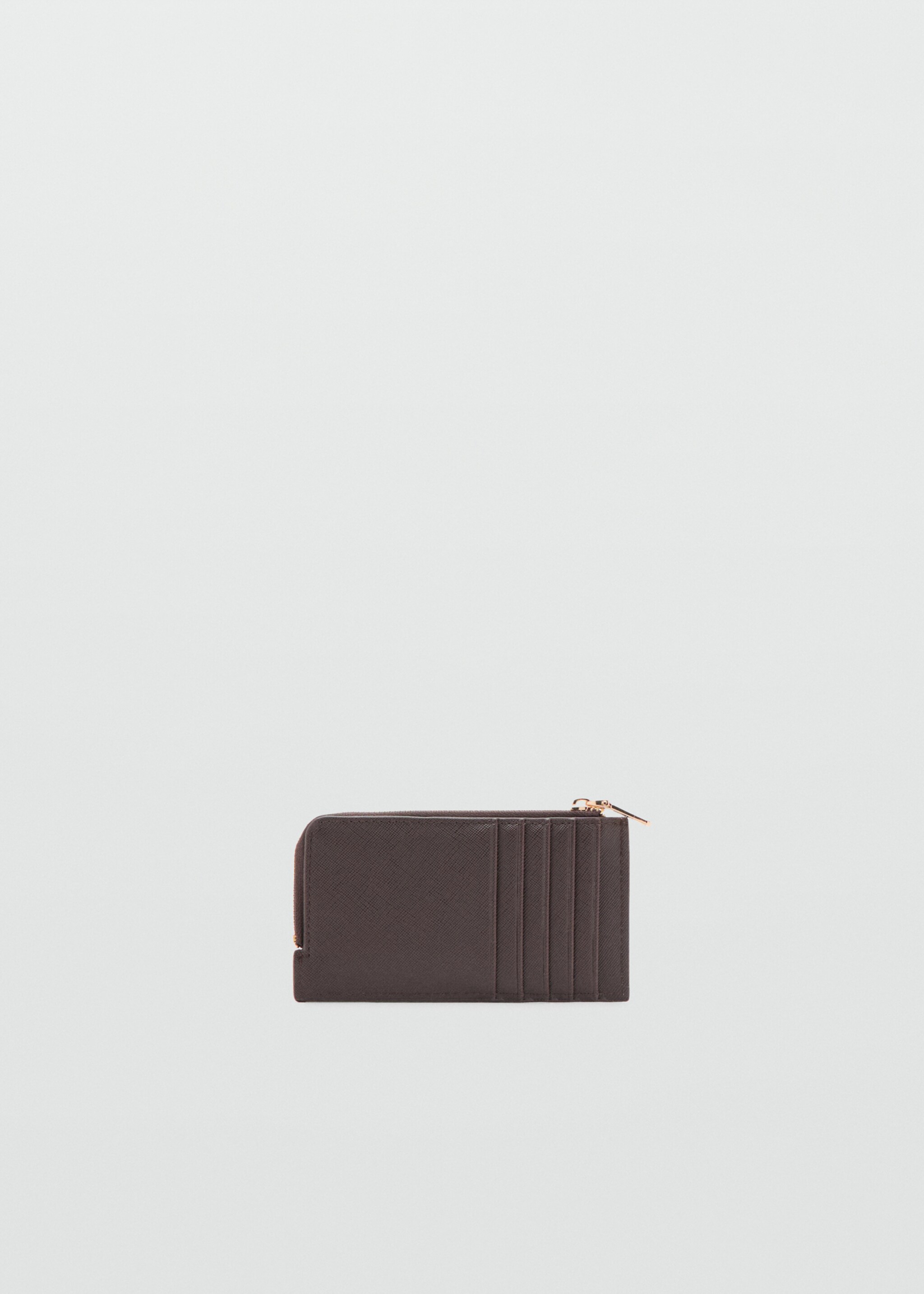 Saffiano-effect card holder with zip - Medium plane, Chocolate. Ref: 27061331-00.