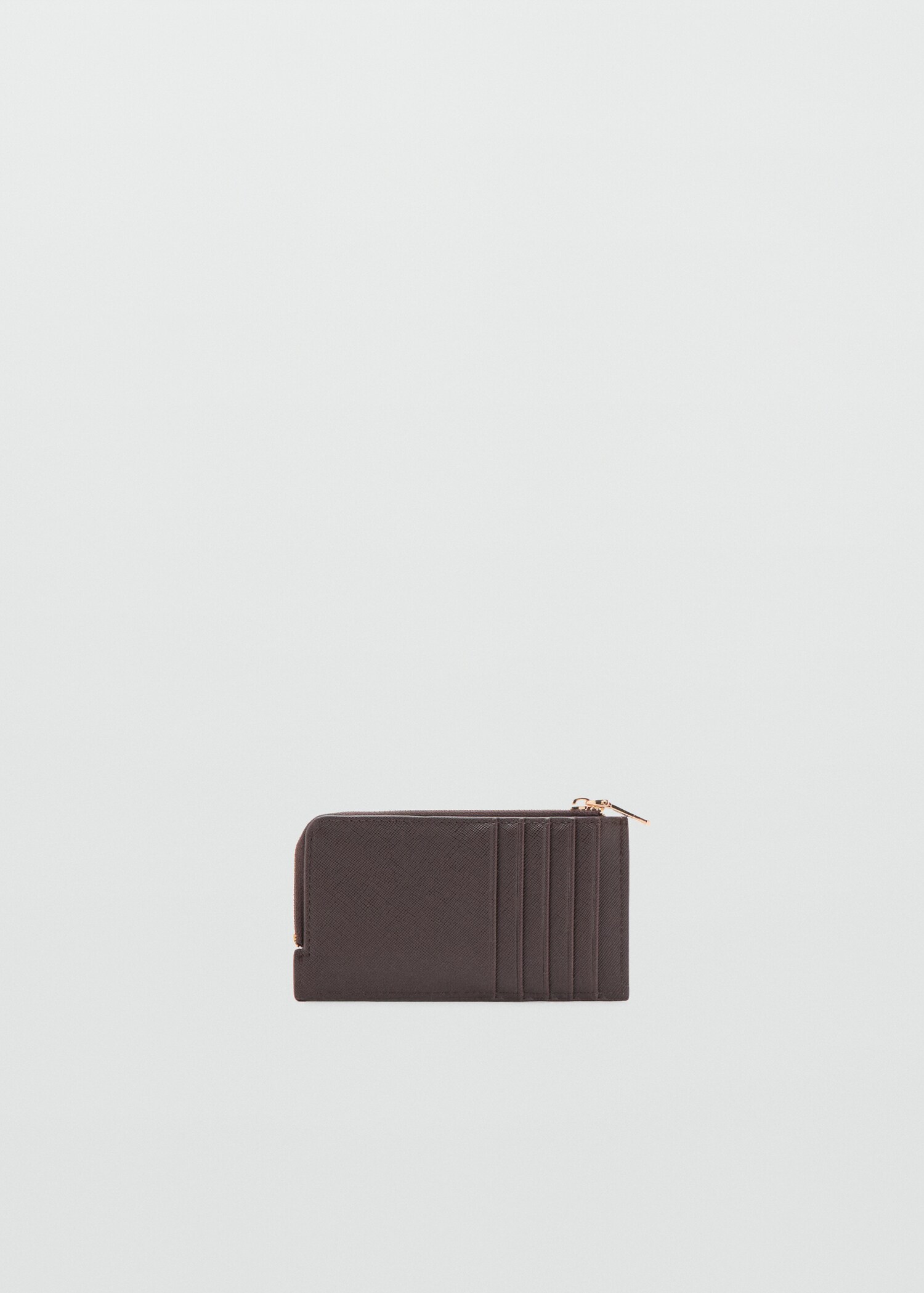 Saffiano-effect card holder with zip - Medium plane