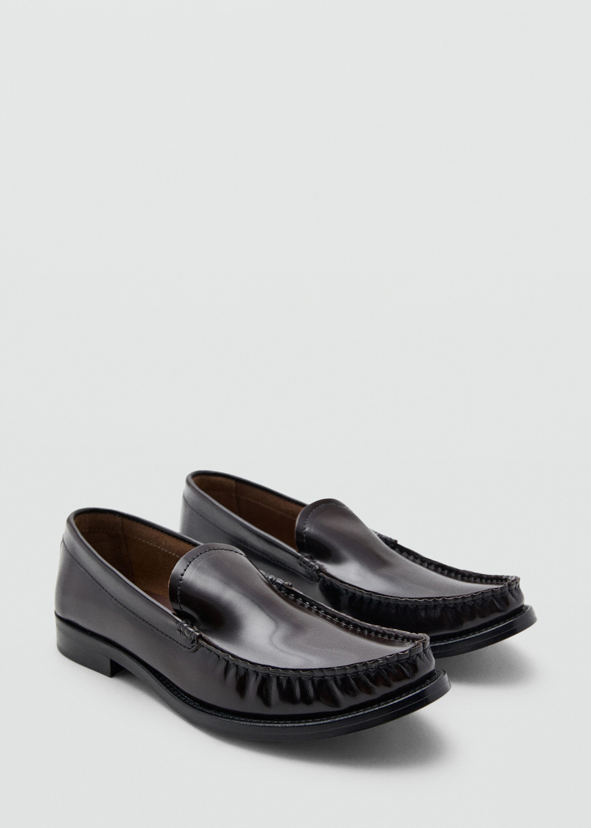 Gathered leather moccasin - Medium plane, Chocolate. Ref: 27061334-00.