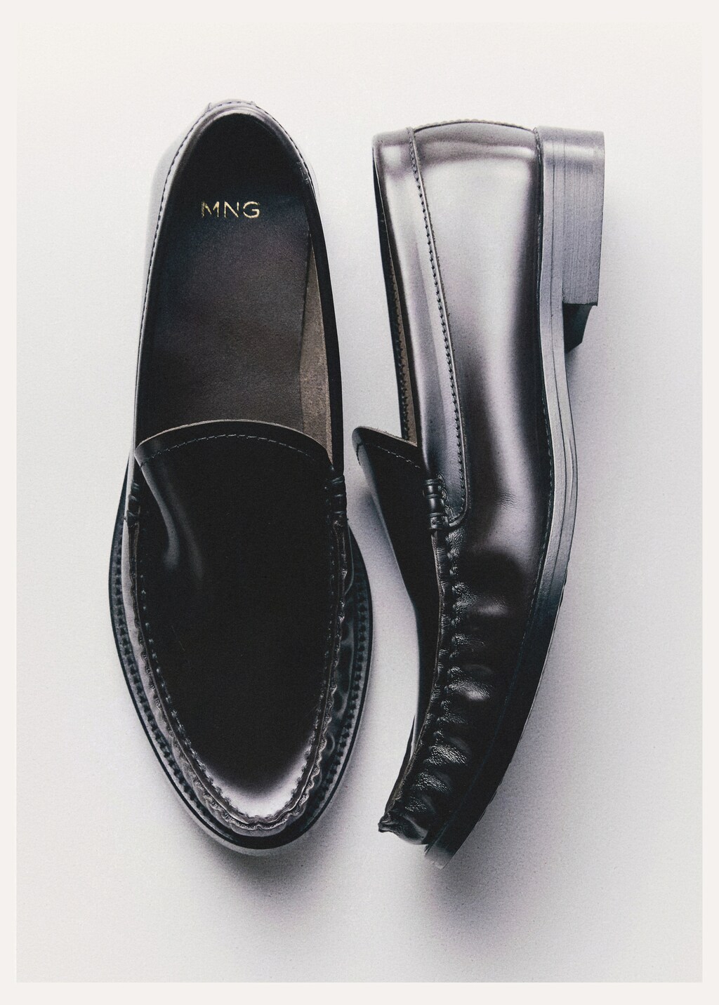 Mango Gathered leather moccasin