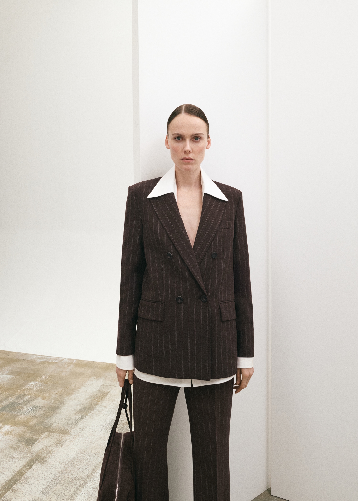 Double Breasted Pinstripe Suit Jacket
