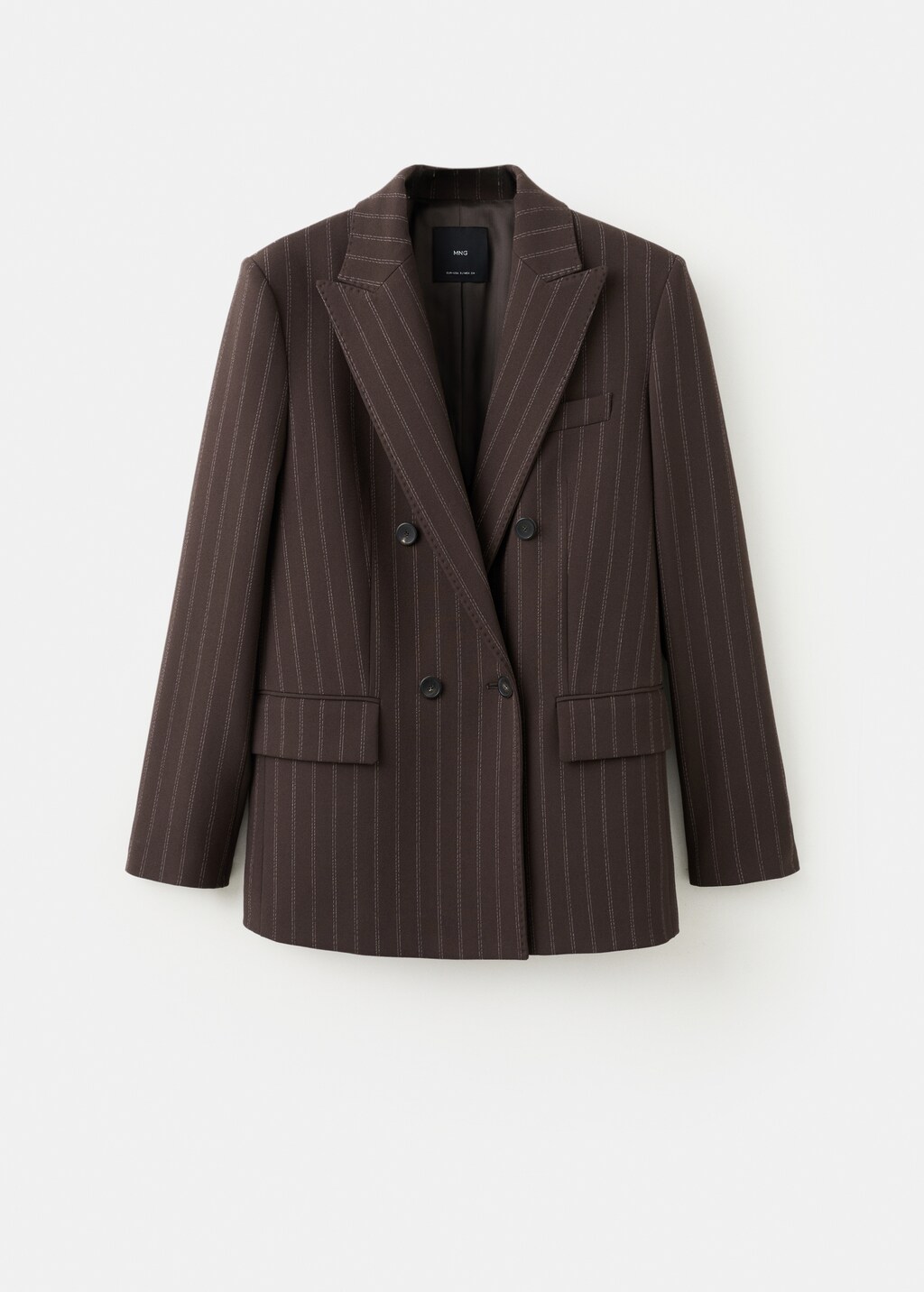 Double-breasted pinstripe suit blazer - image 2