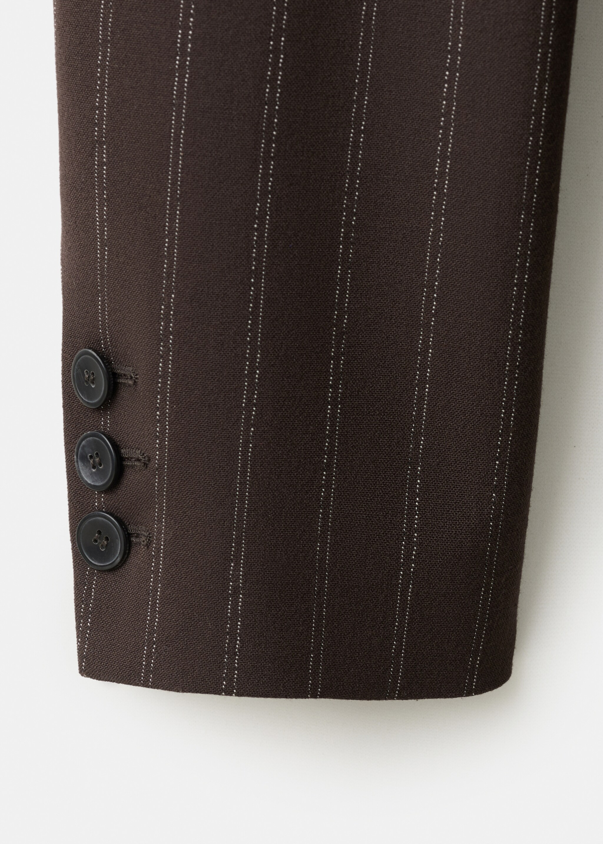 Double-breasted pinstripe suit jacket - Details of the article 0, Brown. Ref: 27061338-00.