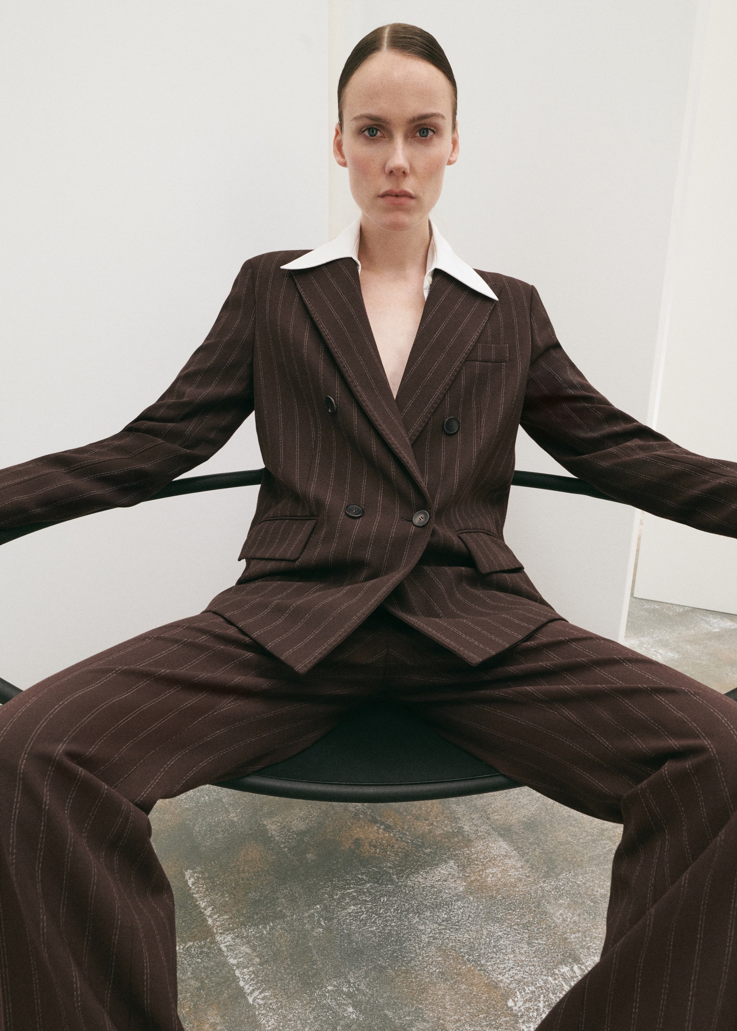 Double Breasted Pinstripe Suit Jacket