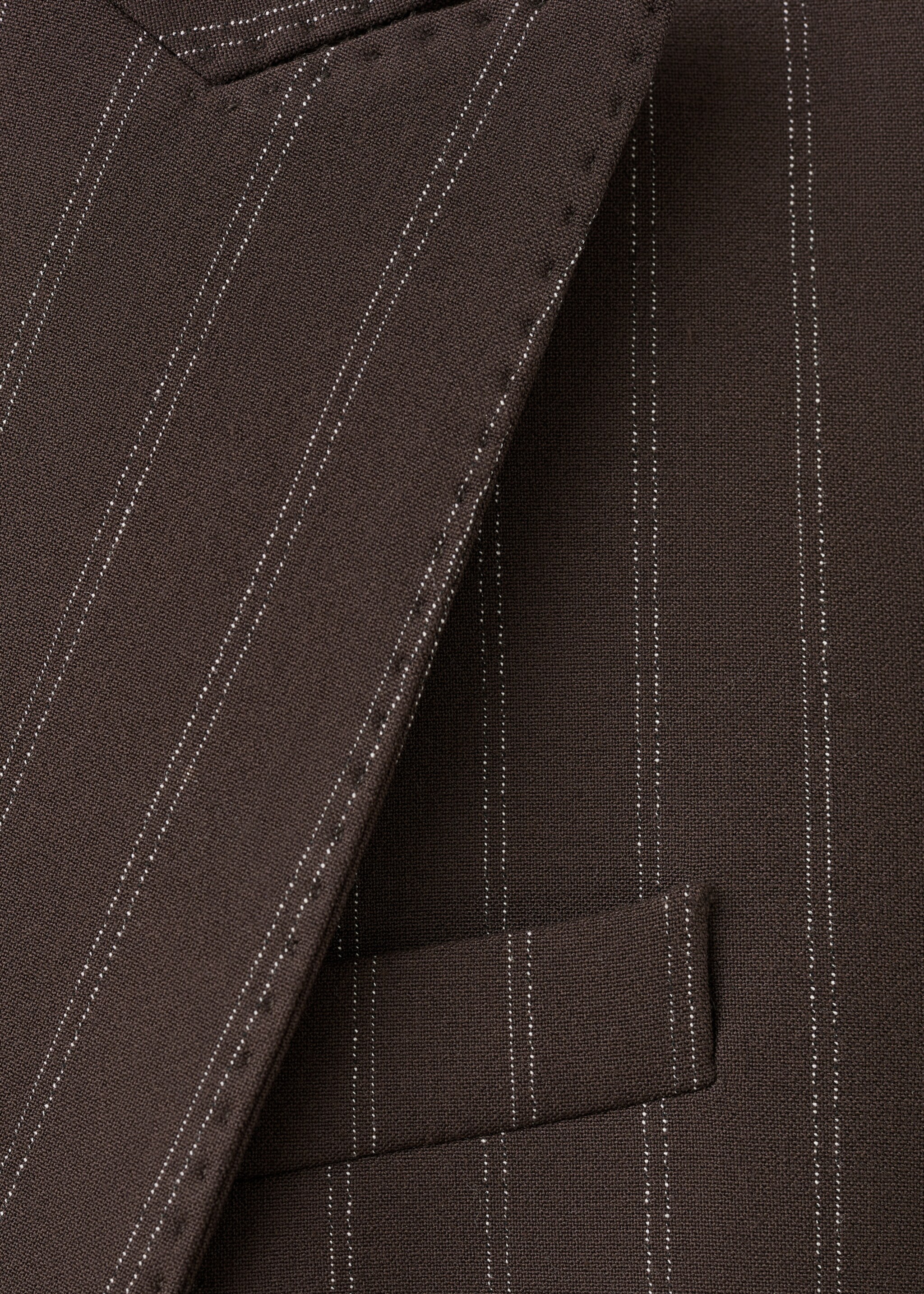 Double-breasted pinstripe suit jacket - Details of the article 8, Brown. Ref: 27061338-00.