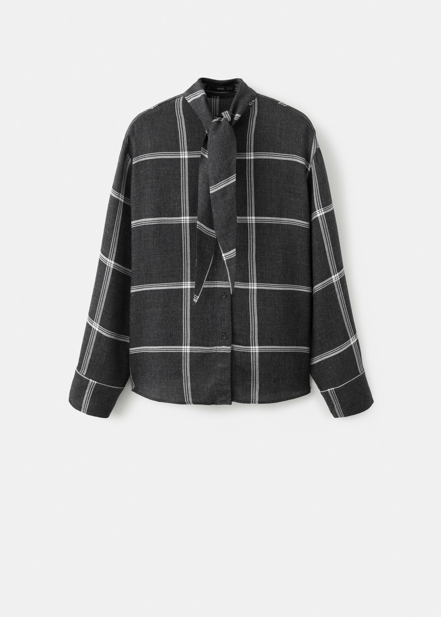 Blouse with check pattern and foulard collar - Article without model