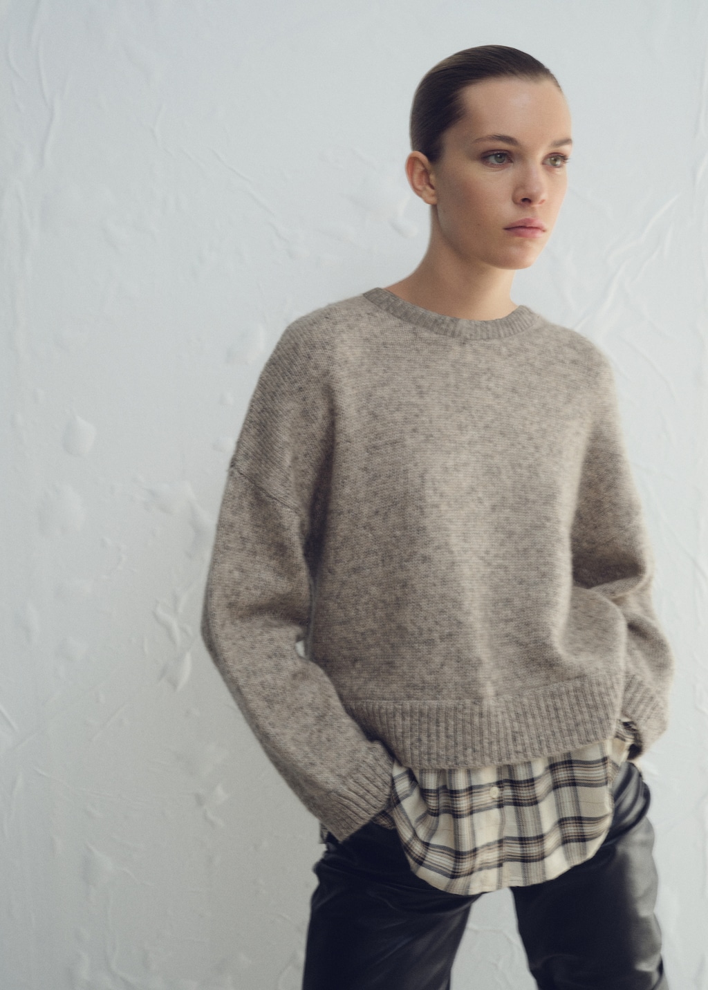 Combined shirt sweater