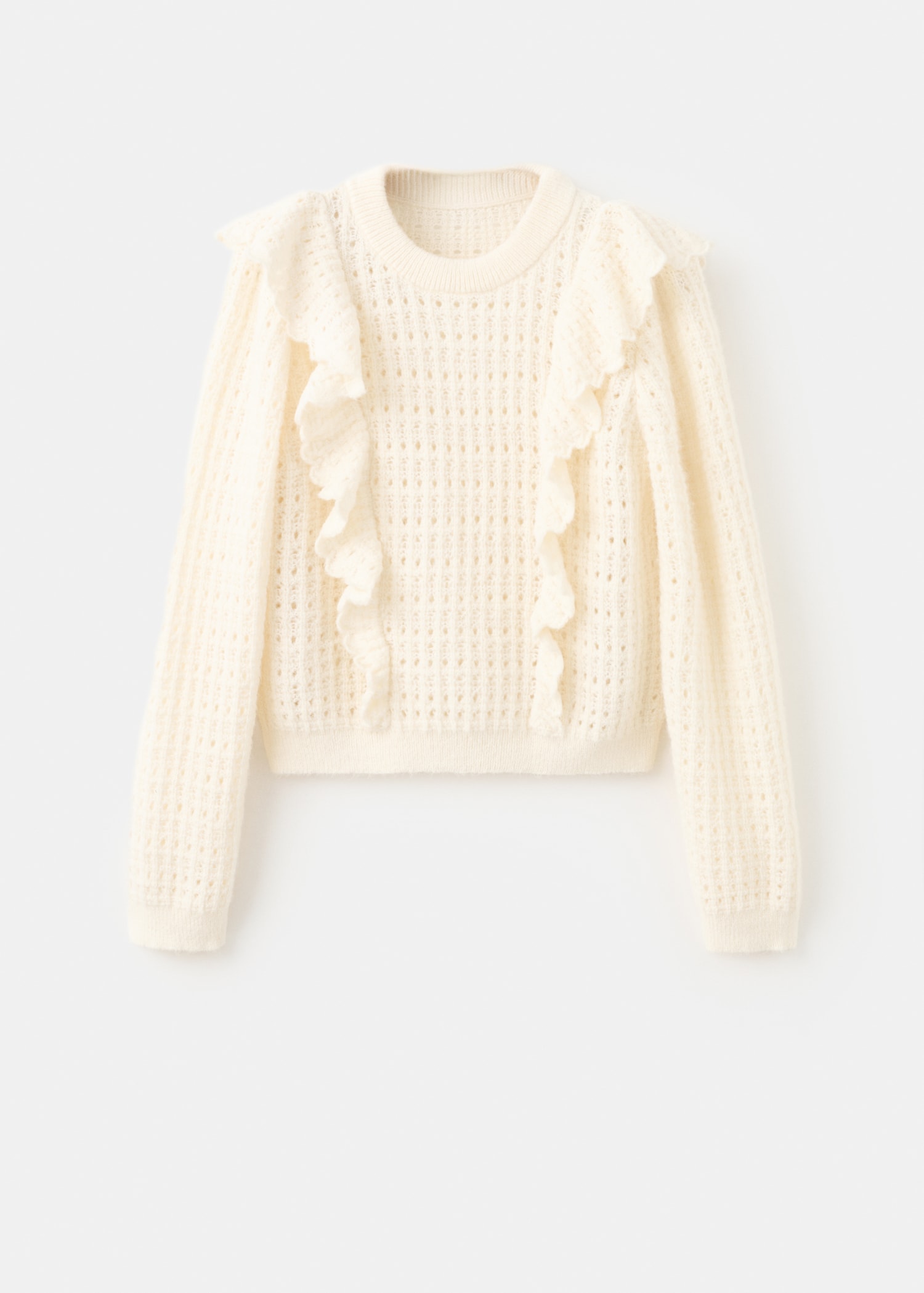 Openwork knitted sweater with ruffles - Article without model