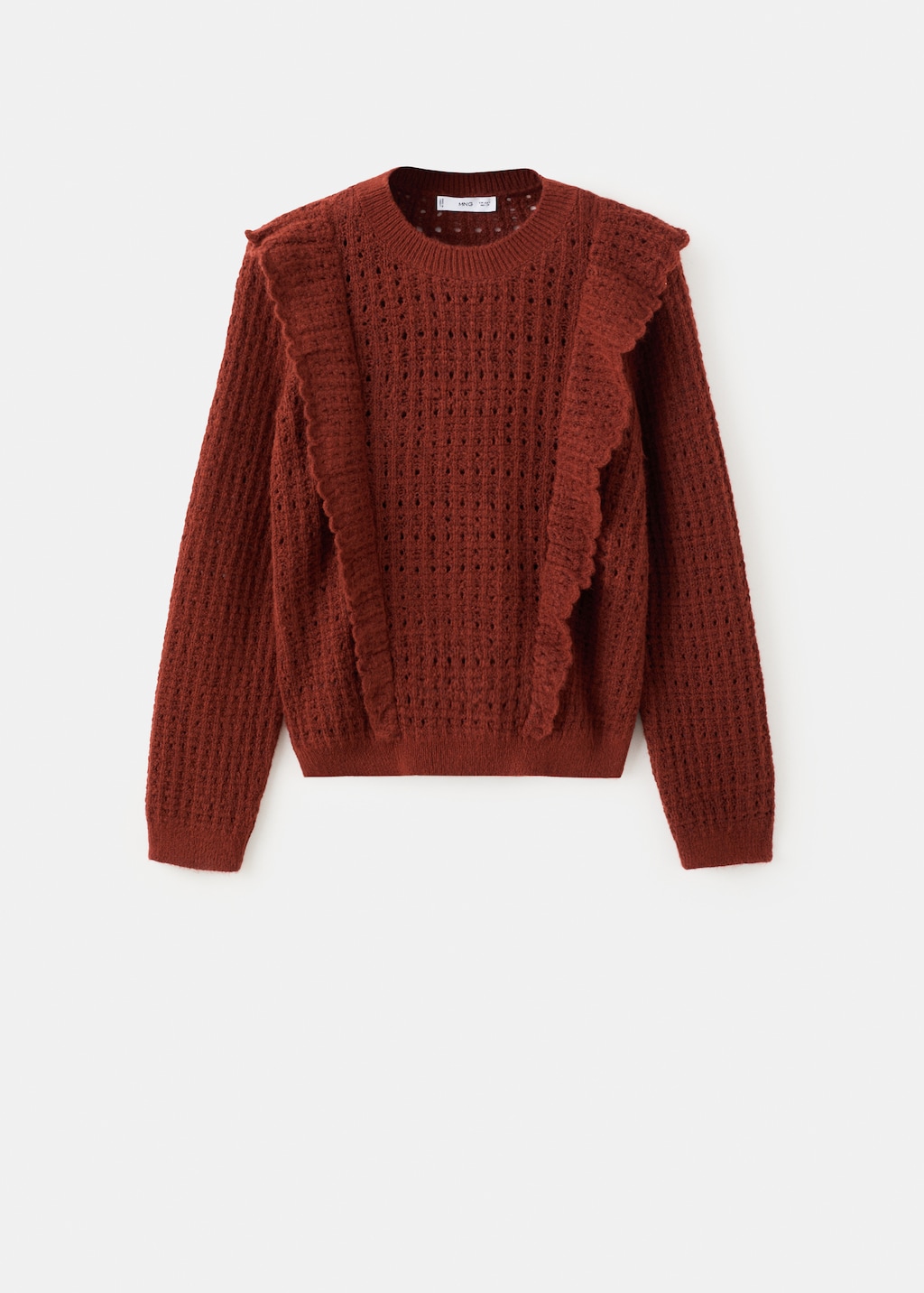 Mango Openwork knitted sweater with ruffles