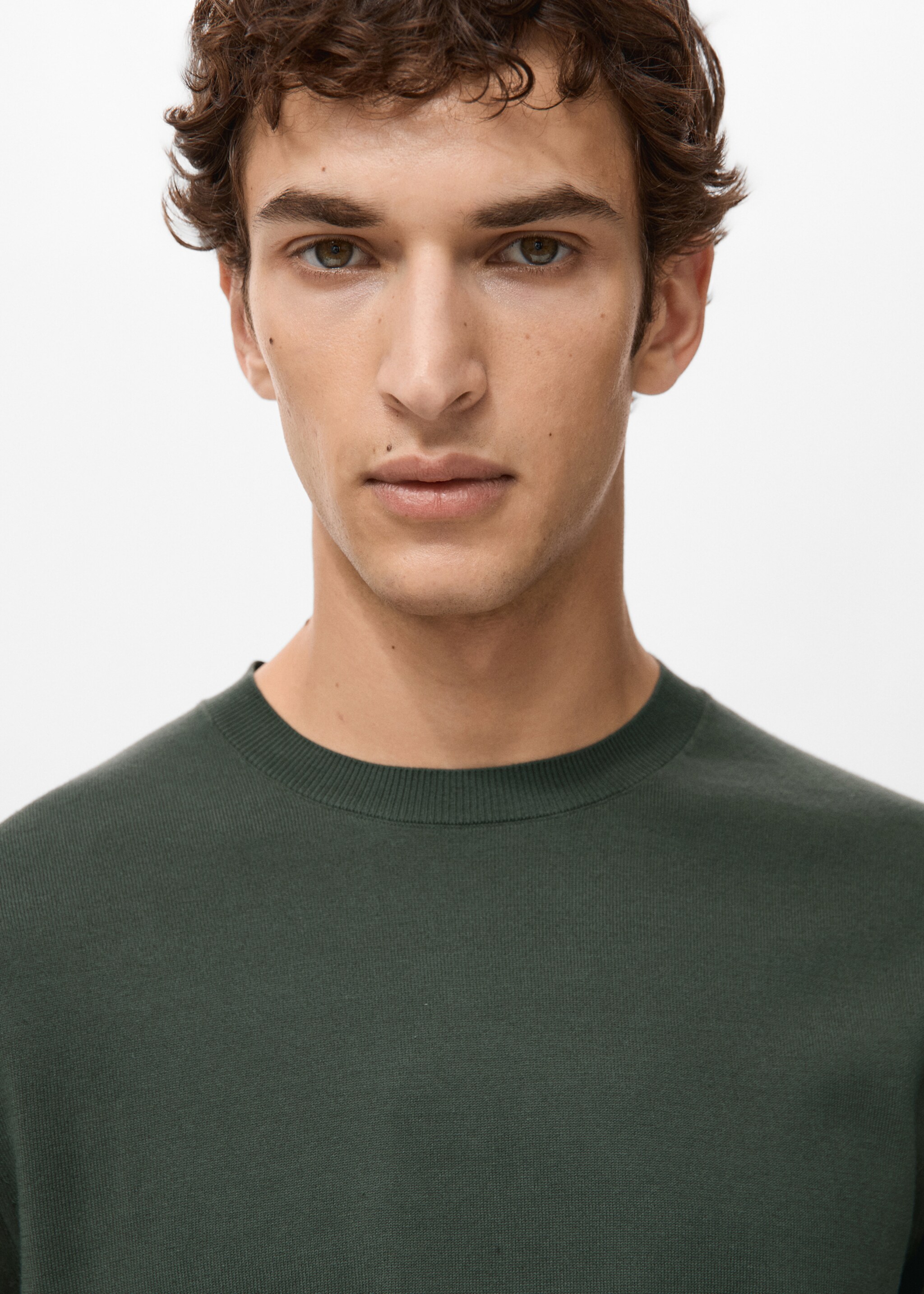 T-shirt maille fine coton - Détail de l'article 1, Kaki. Ref: 27061348-00.