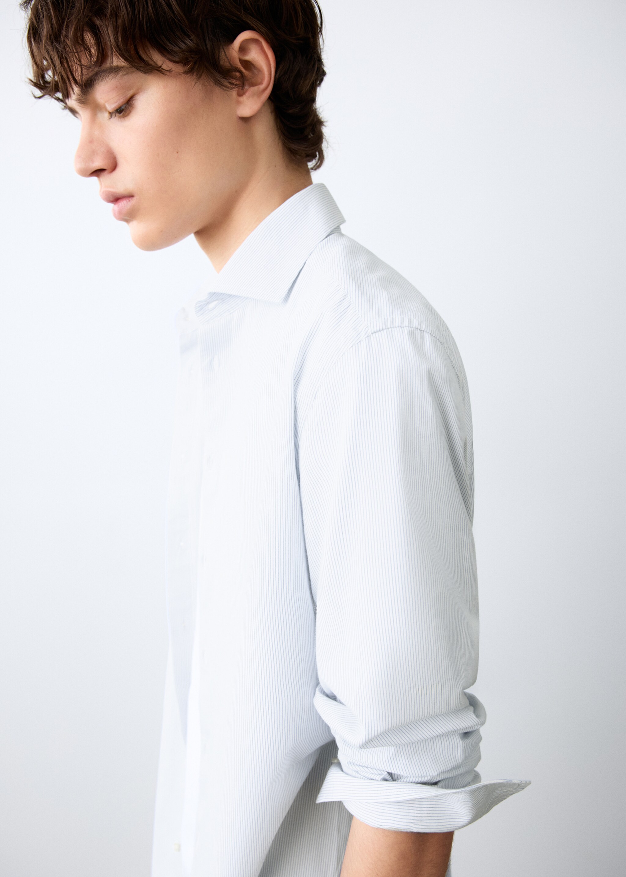 Classic-fit striped shirt - Details of the article 1, Sky Blue. Ref: 27061511-00.