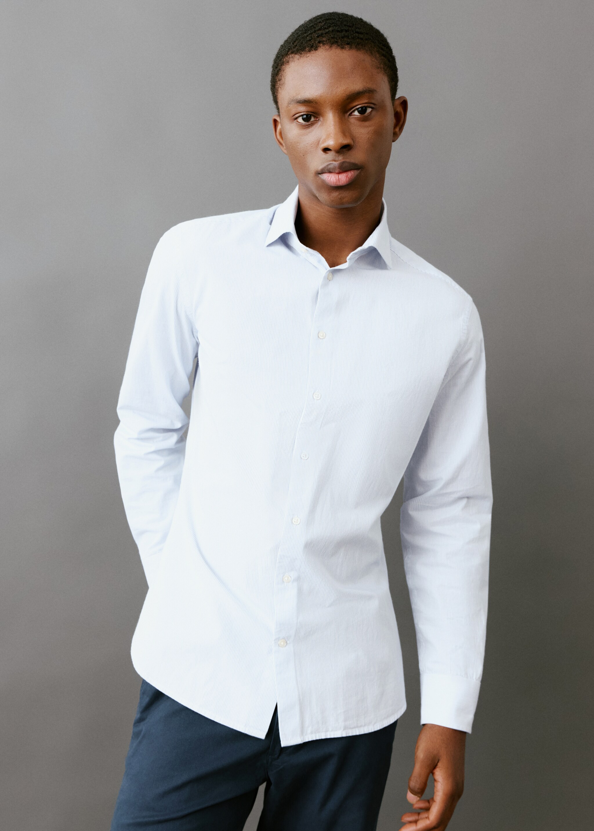 Рубашка classic fit в полоску - Деталь изделия 4, Небесно-голубой. Ref: 27061511-00.