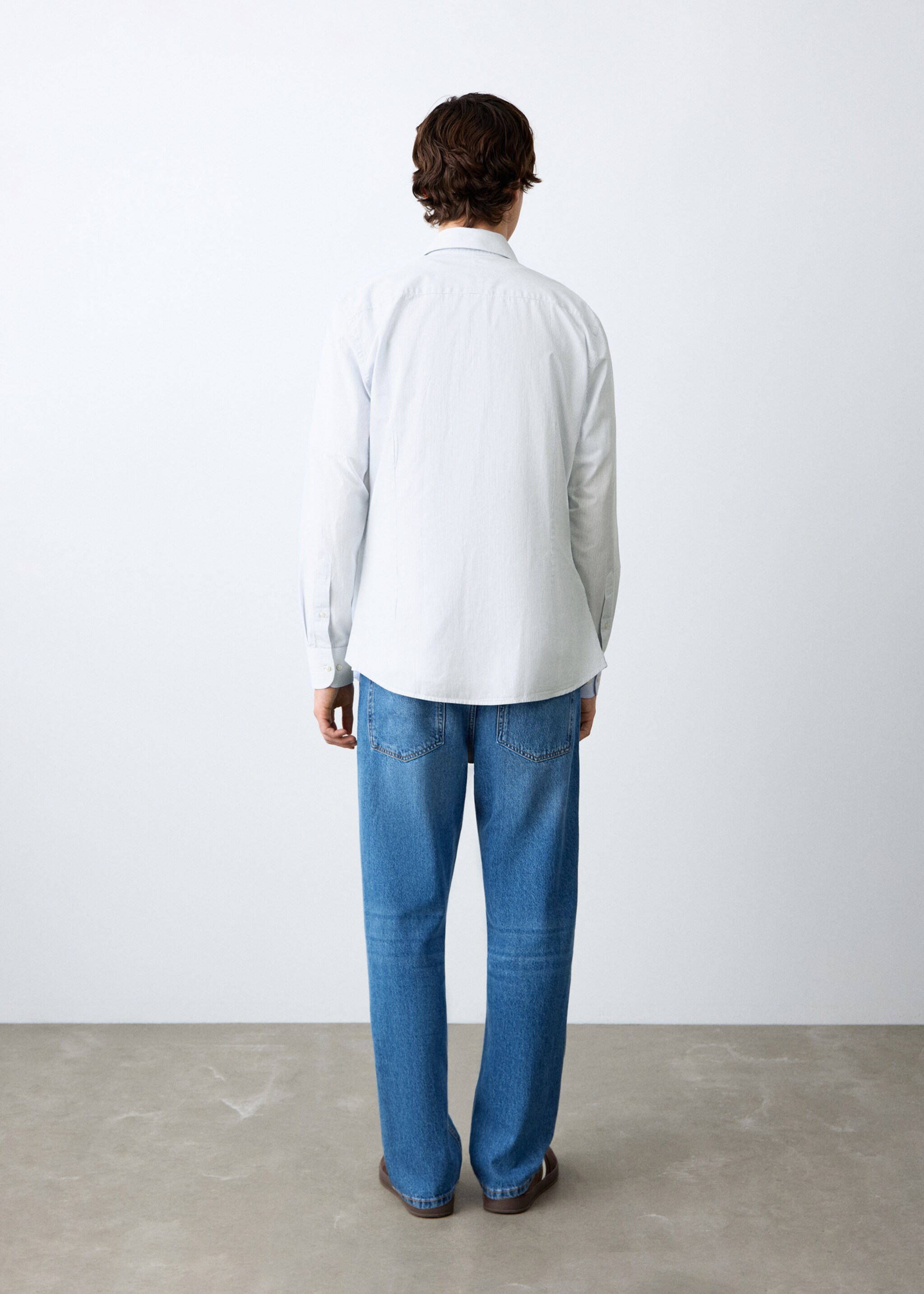 Classic-fit striped shirt - Reverse of the article, Sky Blue. Ref: 27061511-00.