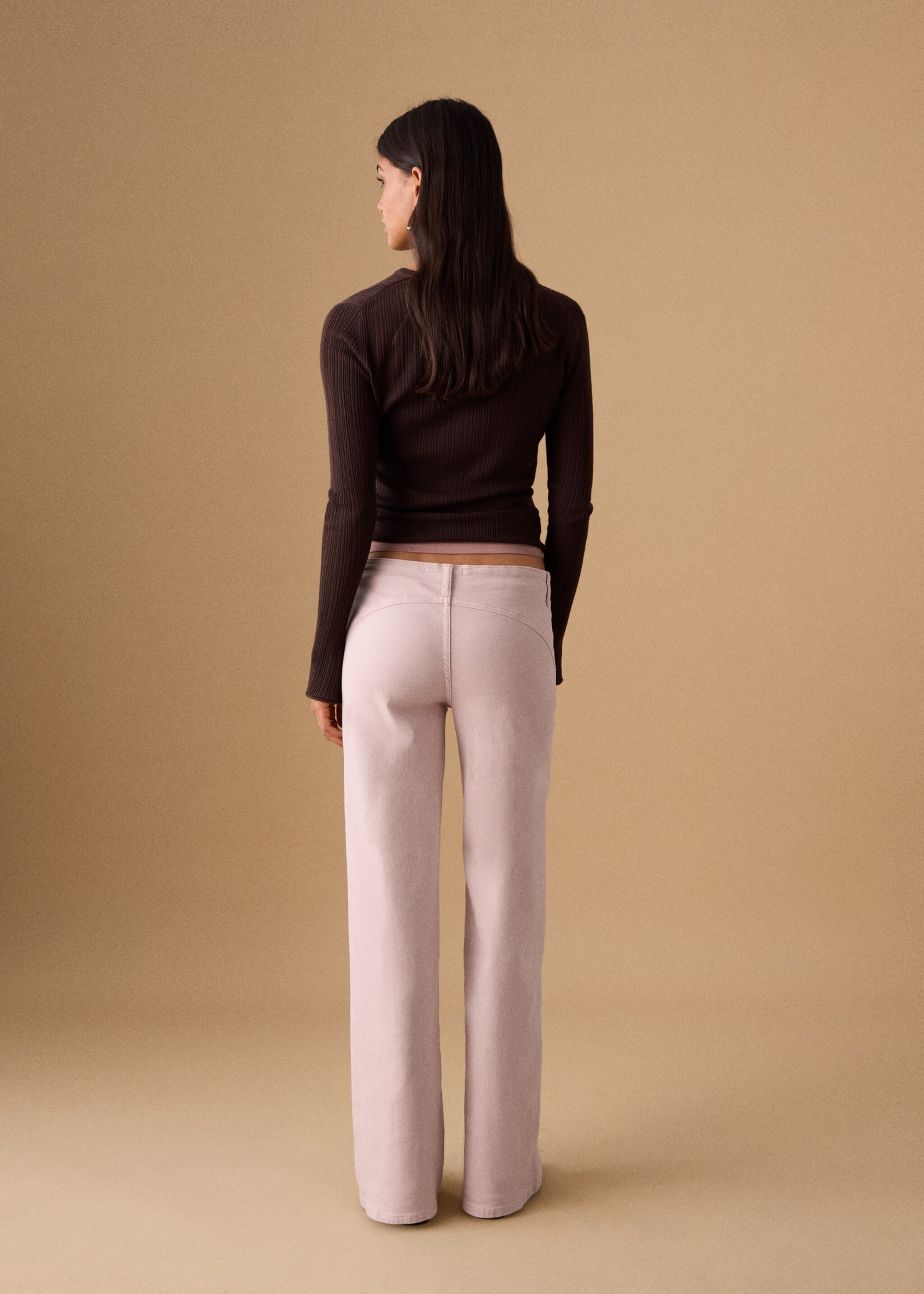 Jean taille basse coutures - Verso de l’article, Rose. Ref: 27061513-00.