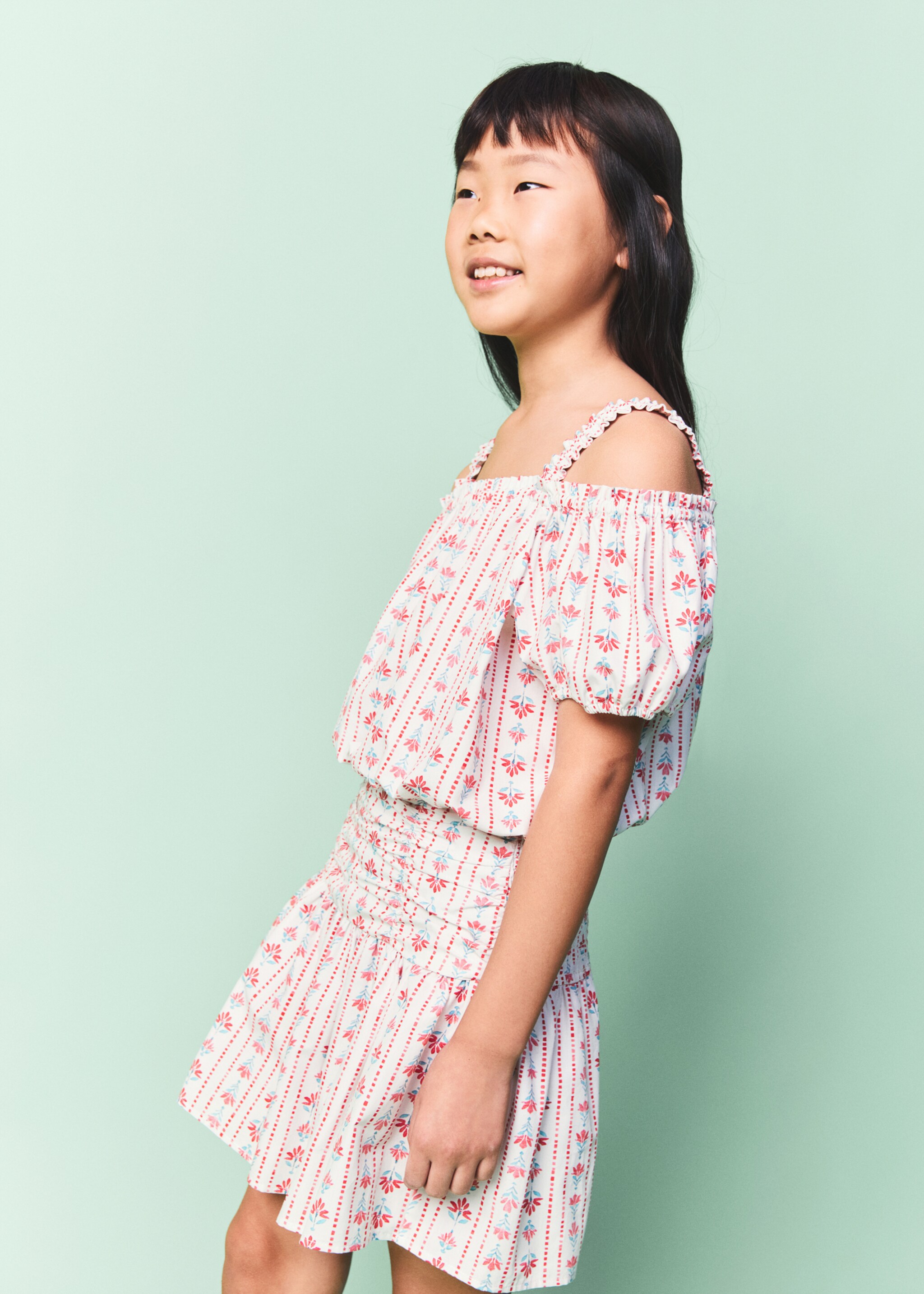 褶皱花朵短裙 - null, 红色. Ref: 27061514-00.