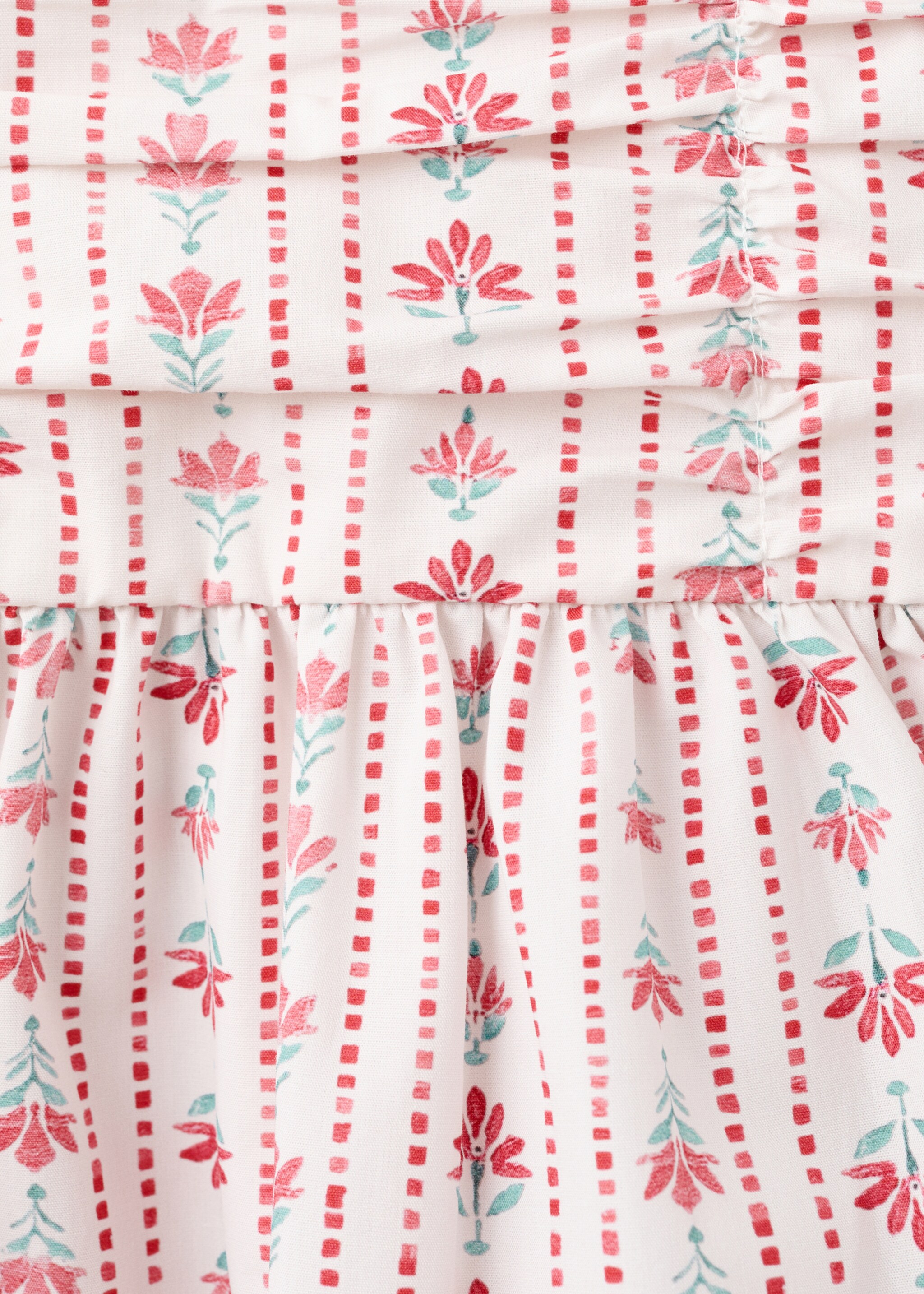Ruched floral skirt - Details of the article 0, Red. Ref: 27061514-00.