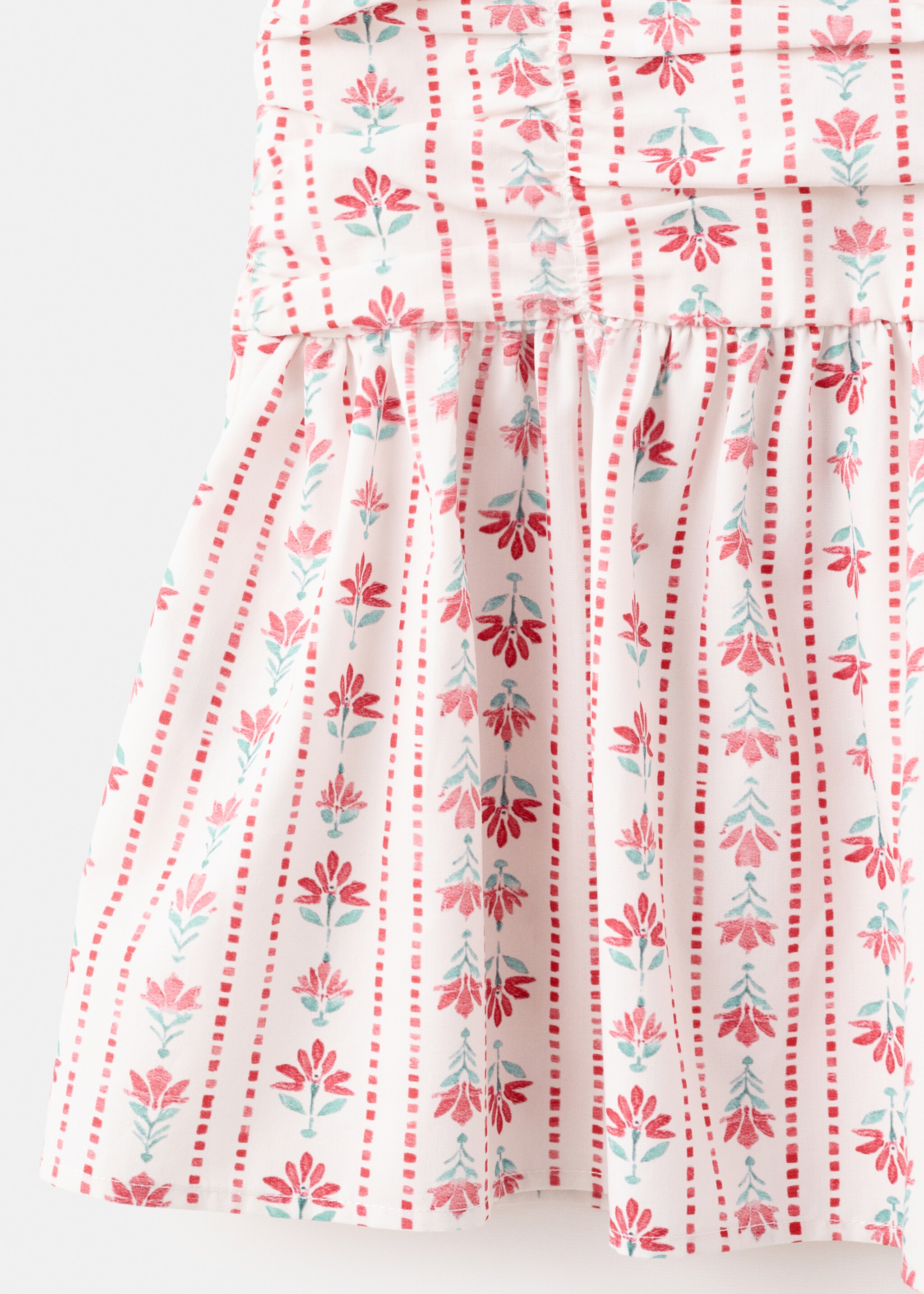 Ruched floral skirt - Details of the article 8, Red. Ref: 27061514-00.
