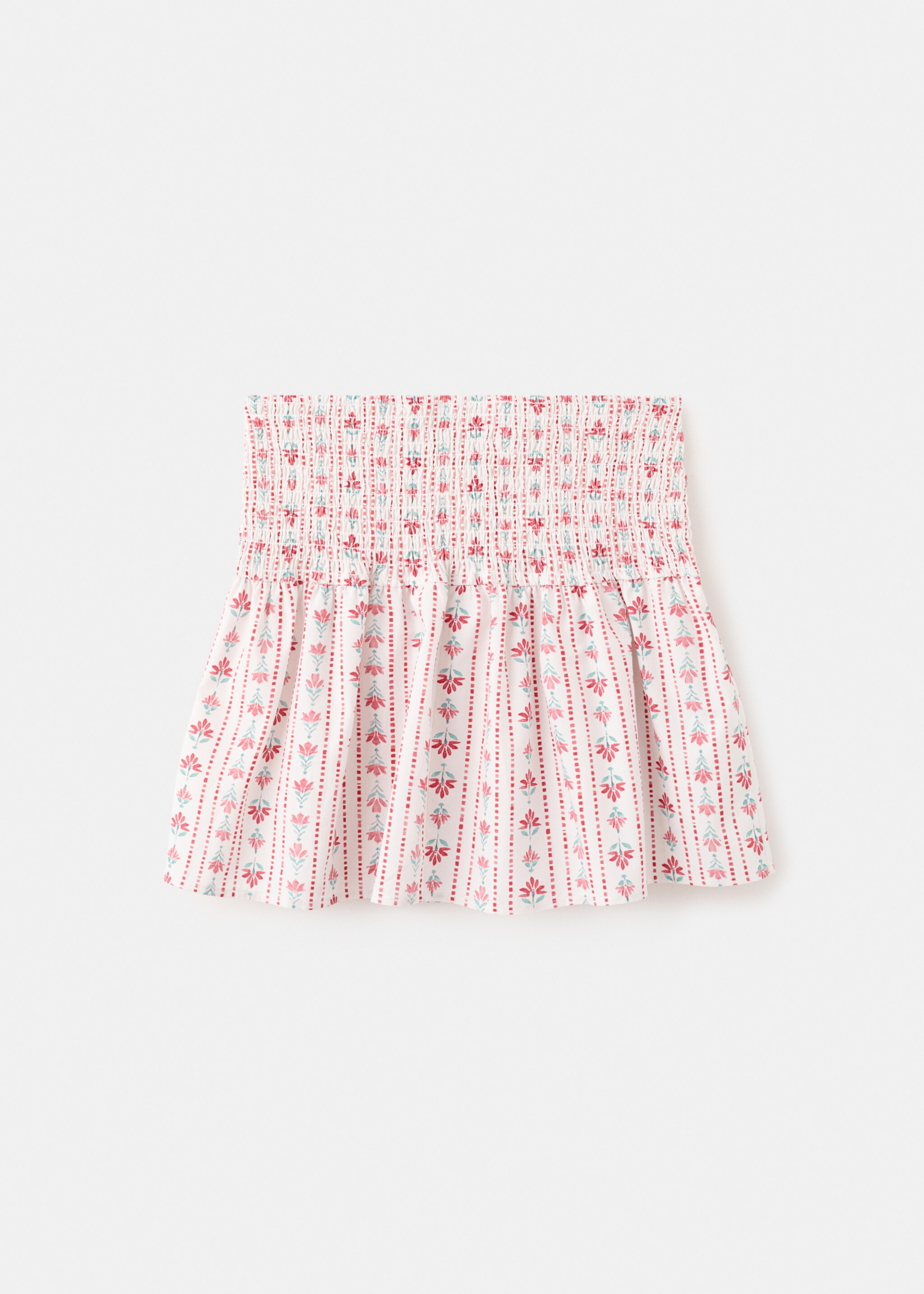 Ruched floral skirt - Reverse of the article, Red. Ref: 27061514-00.