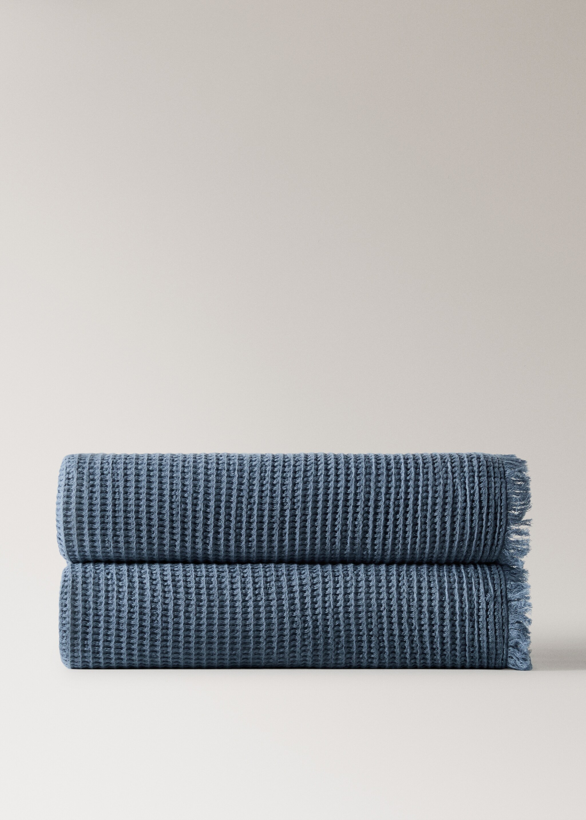 Manta waffle algodón acabado flecos - Artículo sin modelo, Azul. Ref: 27061517-00.