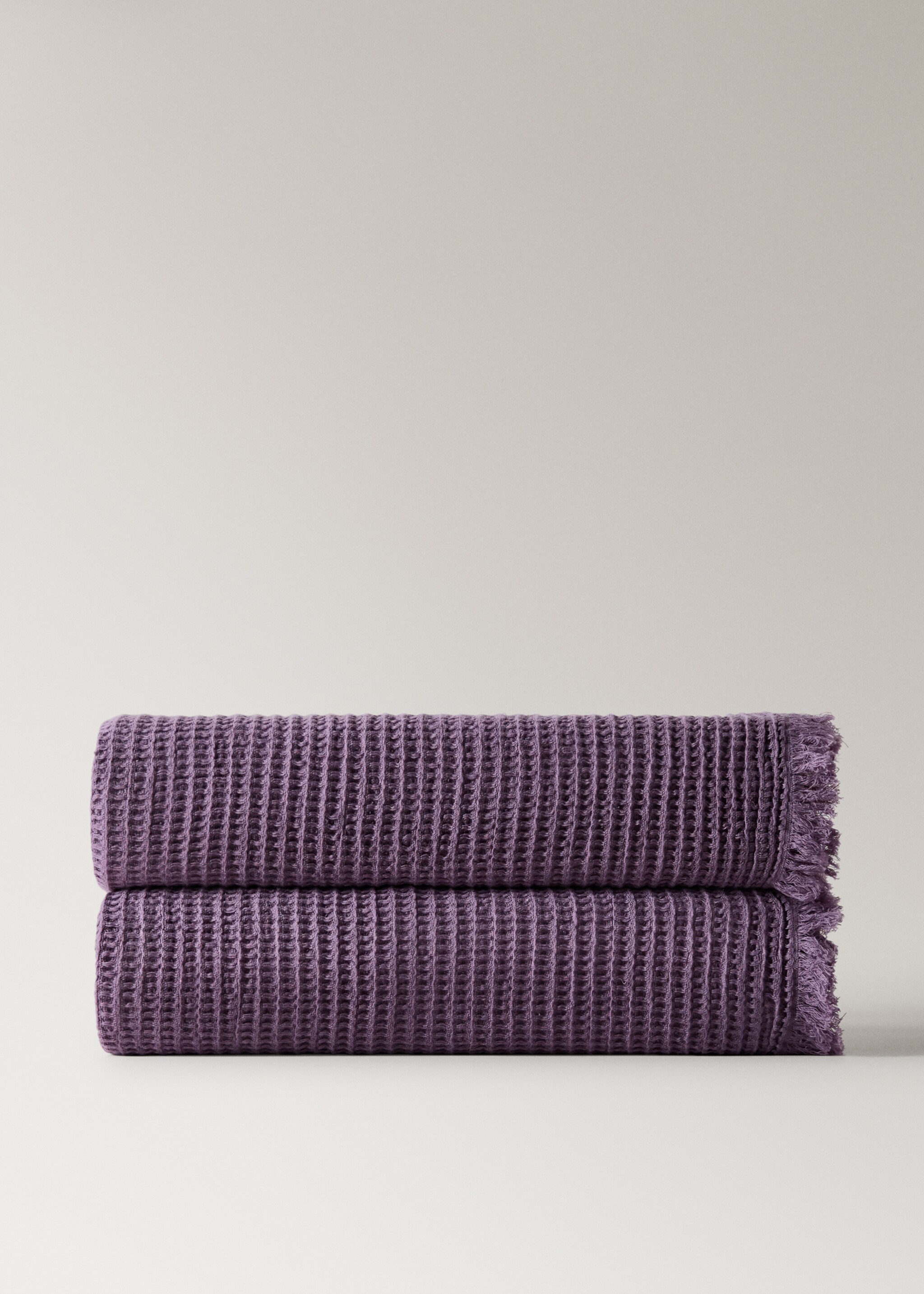 Manta waffle algodón acabado flecos - Artículo sin modelo, Morado. Ref: 27061517-00.