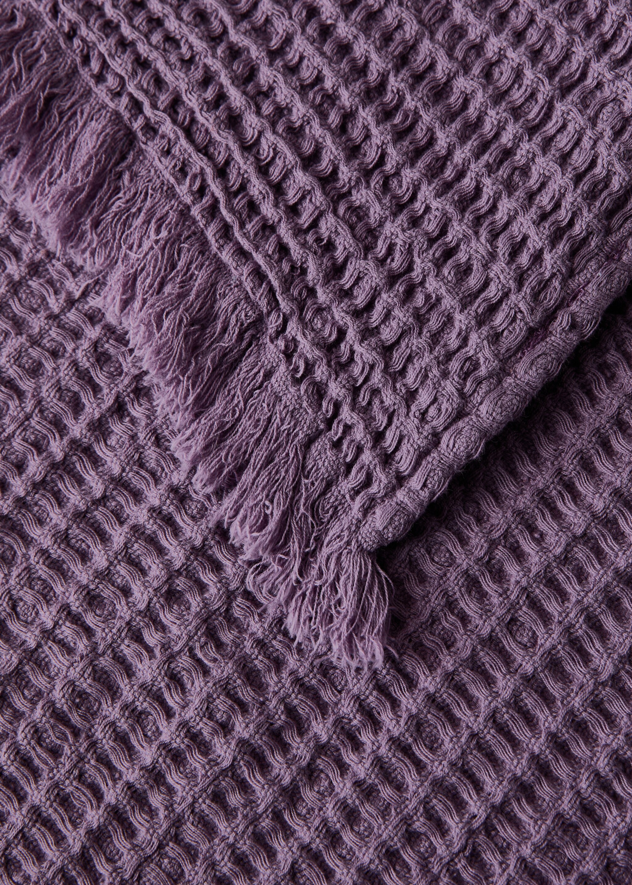 Manta waffle algodón acabado flecos - Detalle del artículo 1, Morado. Ref: 27061517-00.